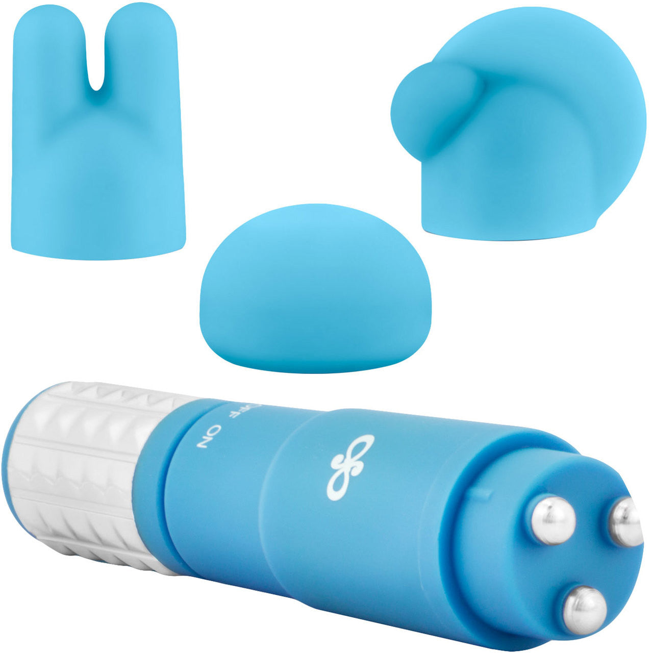 Rose Revitalize Vibrating Bullet Massage Kit With 3 Silicone Attachments By Blush - Blue