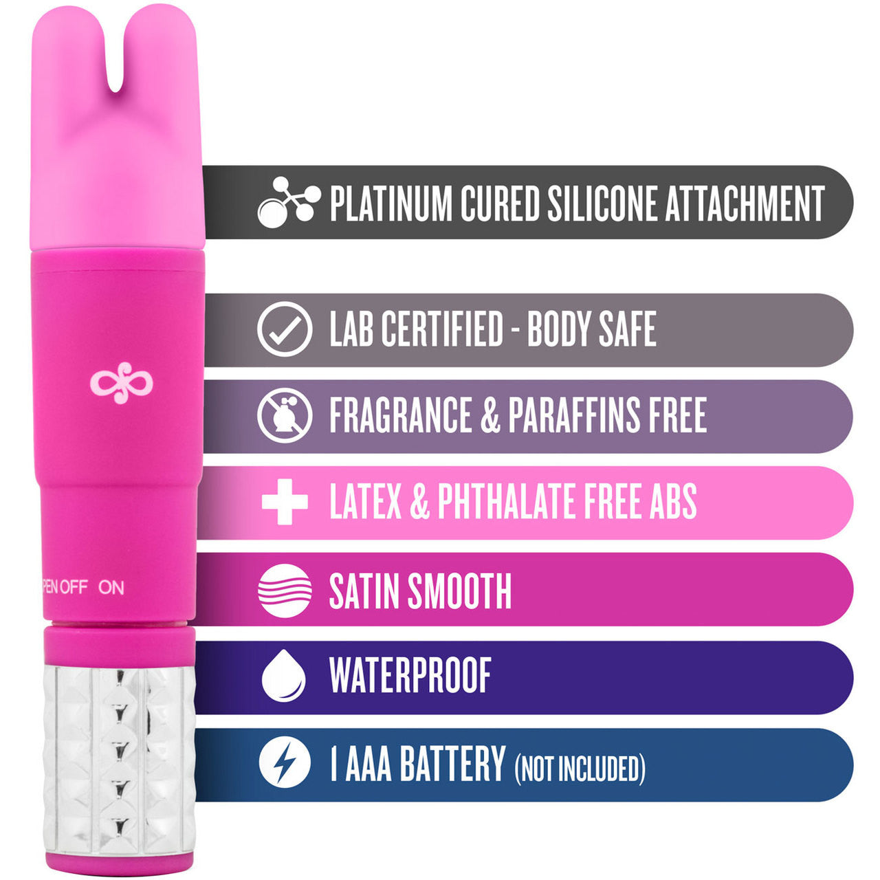 Rose Revitalize Vibrating Bullet Massage Kit With 3 Silicone Attachments By Blush - Pink