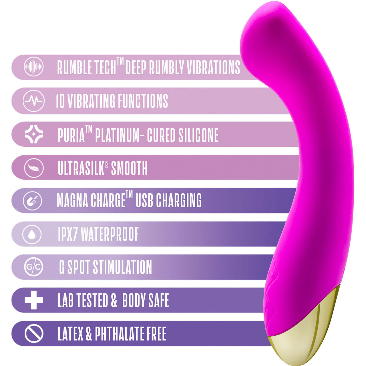 Aria Bangin' AF 10-Function Rechargeable Silicone G-Spot Vibrator By Blush - Purple