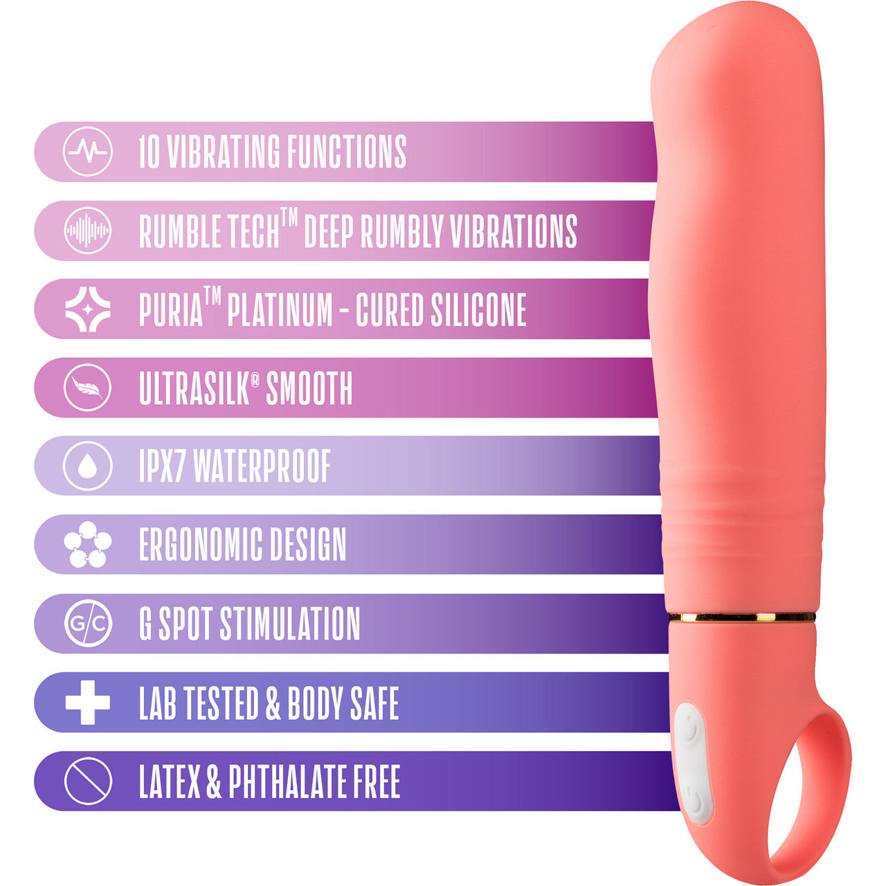 Aria Smokin' AF 10-Function Silicone G-Spot Vibrator By Blush - Coral