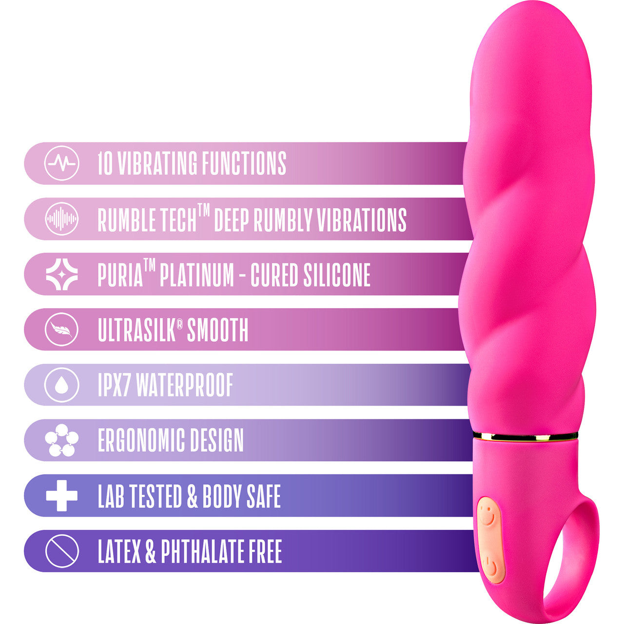 Aria Amazing AF 10-Function Silicone Waterproof Vibrator By Blush - Fuchsia