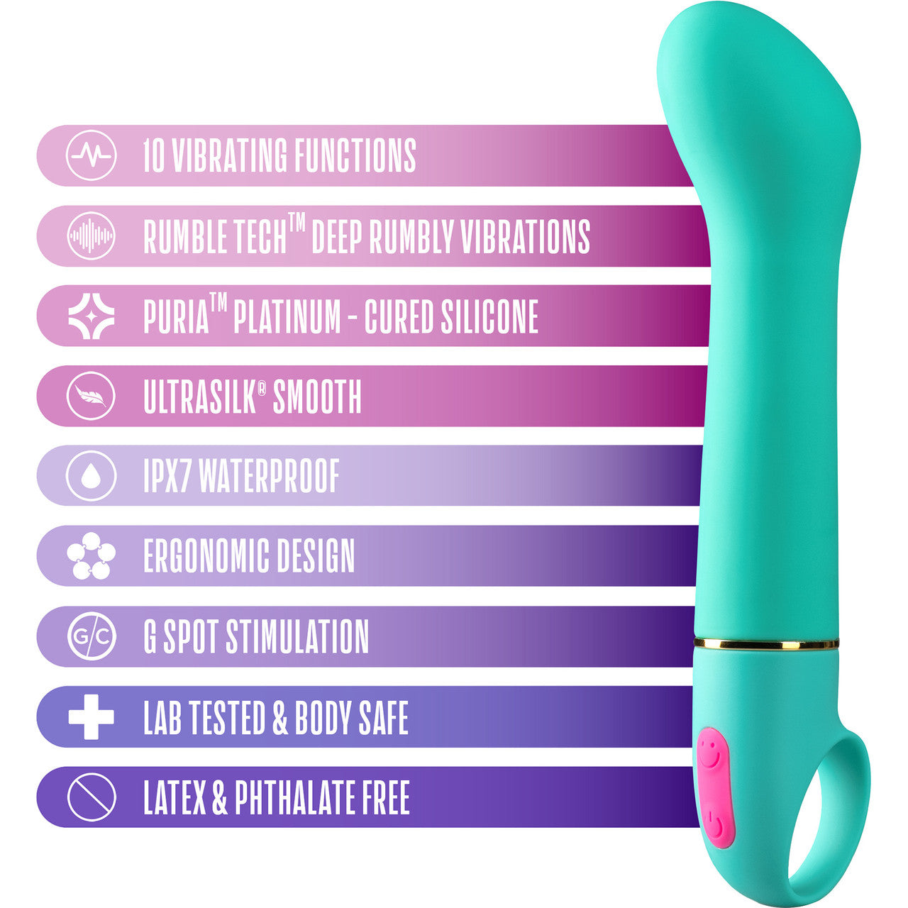 Aria Flirty AF 10-Function Silicone G-Spot Vibrator By Blush - Teal