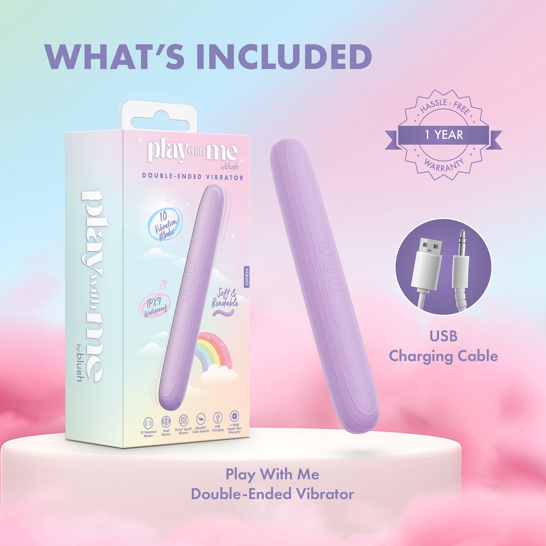 Play With Me Rechargeable Silicone Double Ended Vibrator