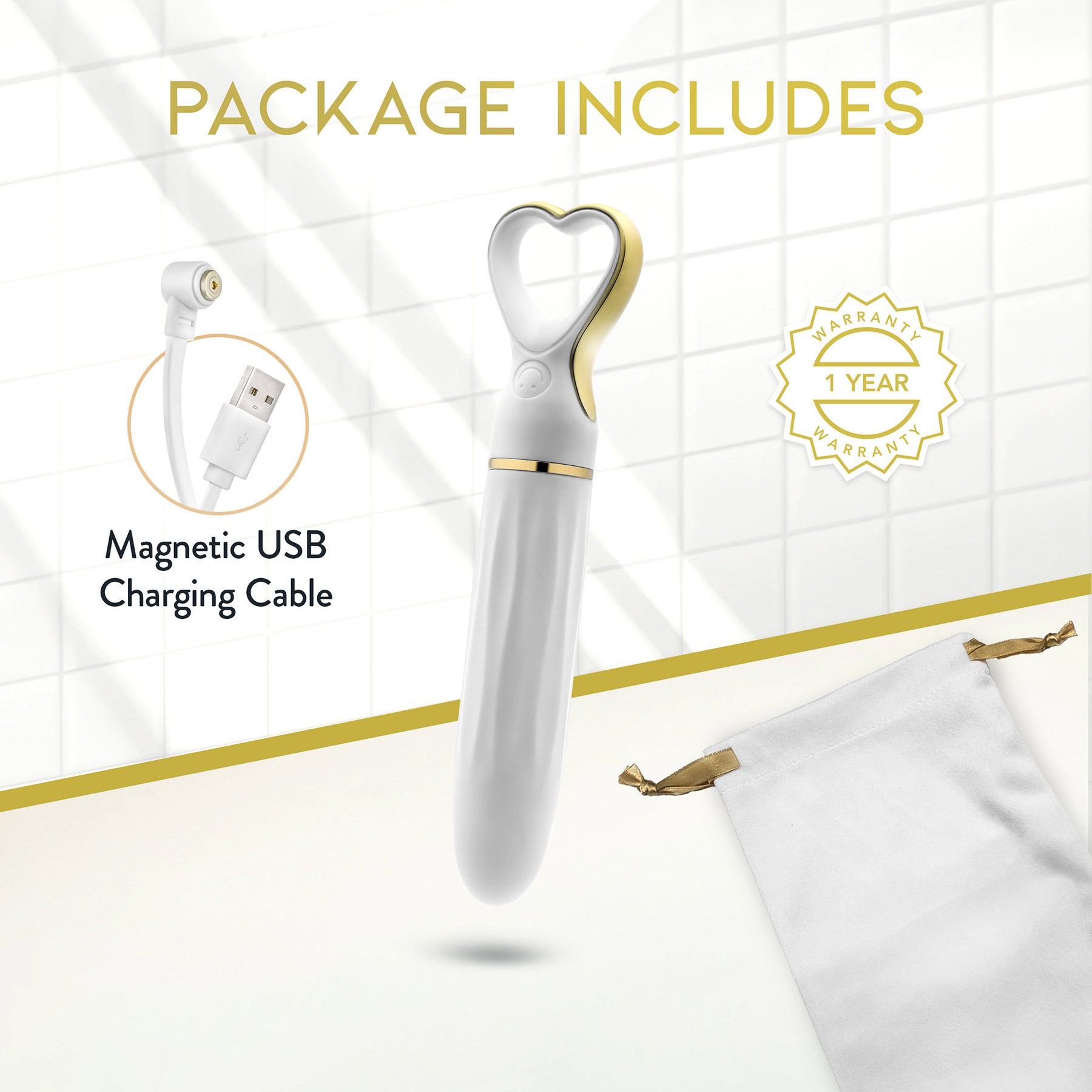 Delice Heartthrob Textured Rechargeable Silicone Vibrator By Blush - White Bouquet