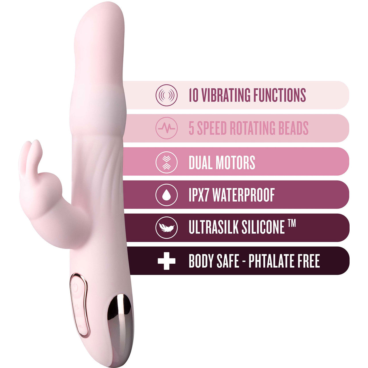 Lush Aurora Silicone Dual Stimulation Vibrator With Rotating Beads - Pink