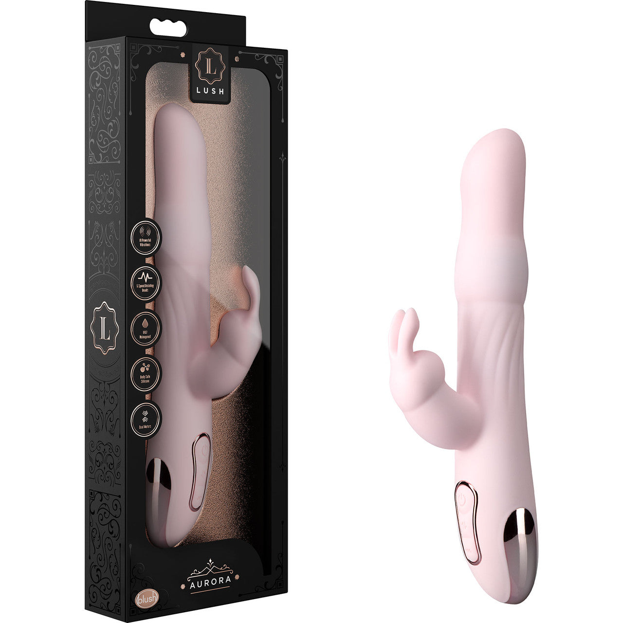 Lush Aurora Silicone Dual Stimulation Vibrator With Rotating Beads - Pink