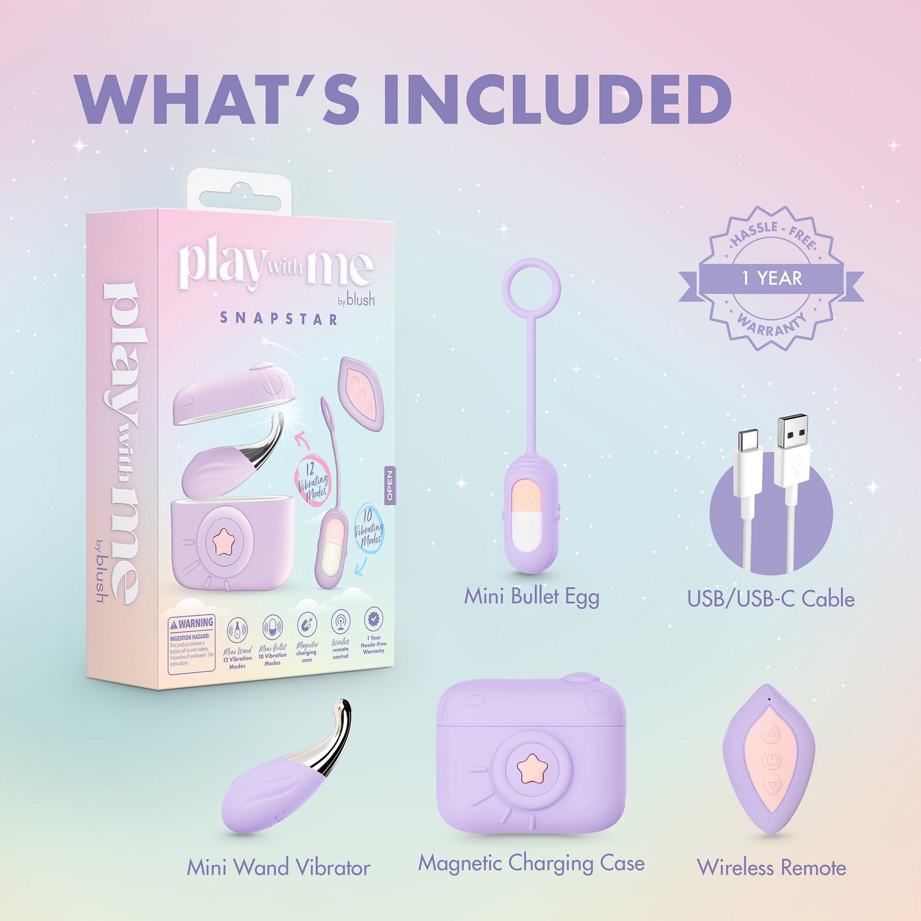 Play With Me Snapstar Silicone Rechargeable Mini Vibrator Set By Blush