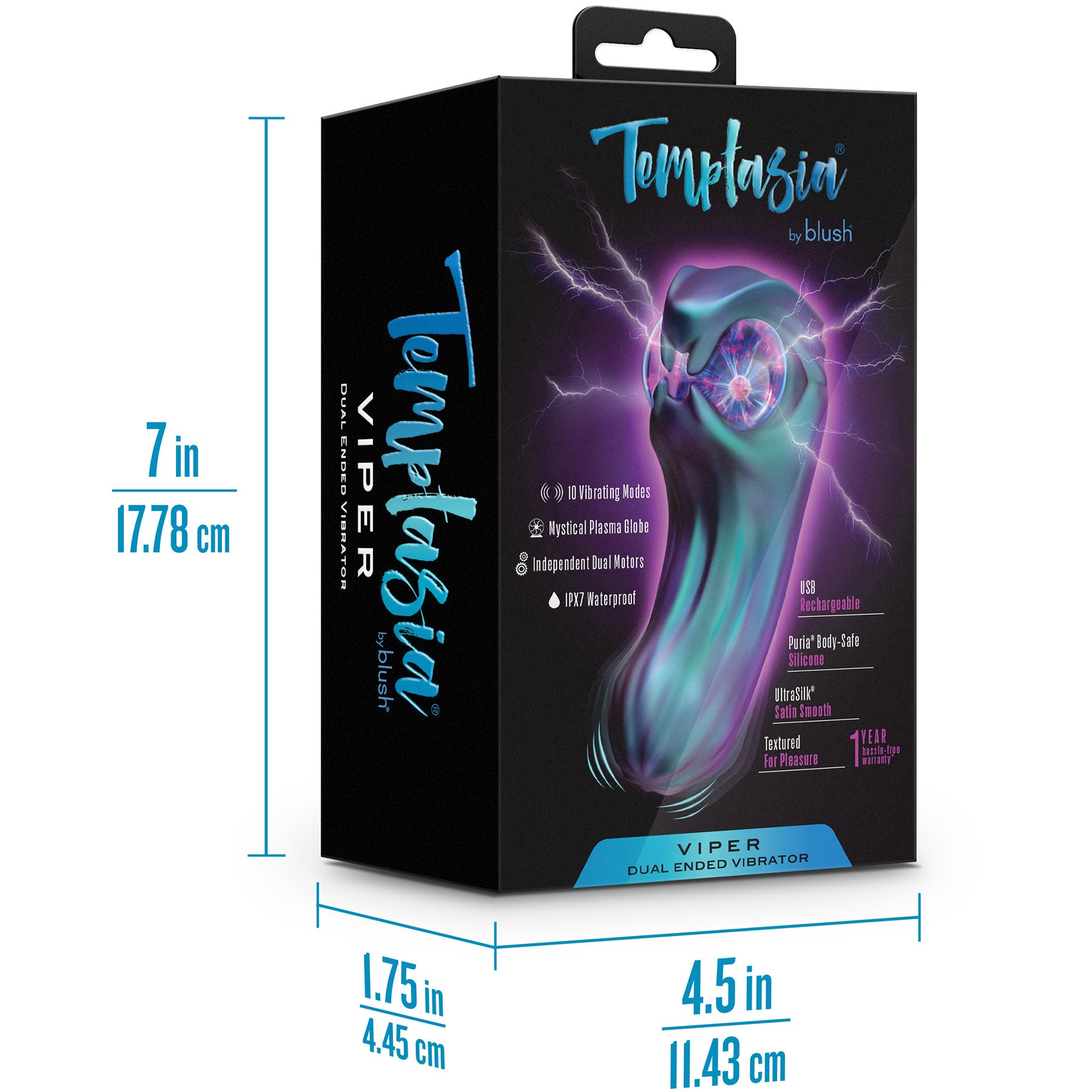 Temptasia By Blush Viper Pulse Vibrator With Mystical Plasma Globe - Dark Millenia