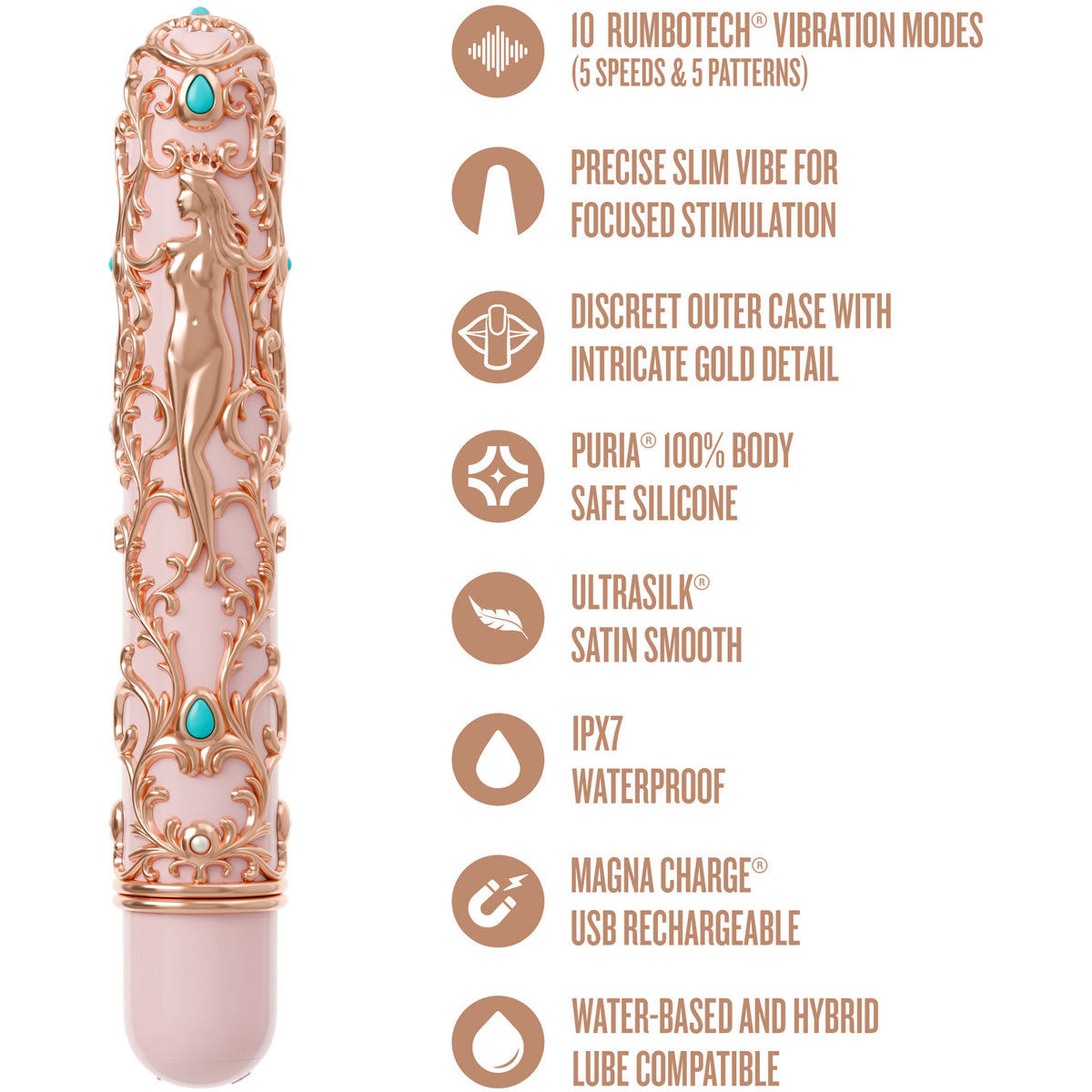 Queens Reign Luxury Silicone Waterproof Rechargeable Slim Vibrator