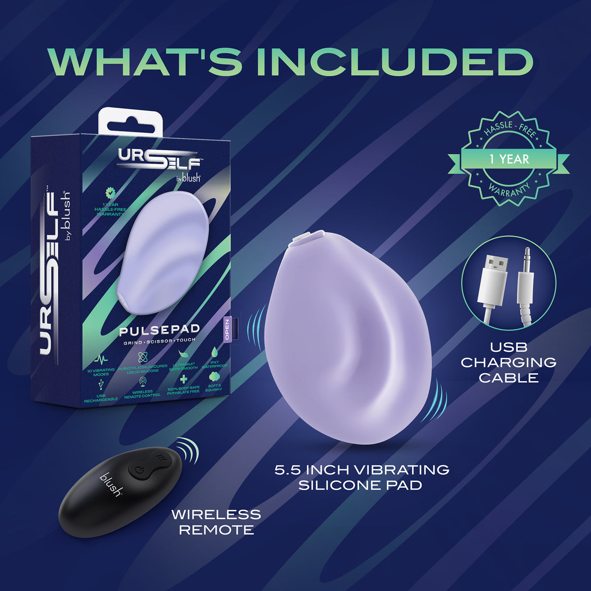 Vibrating Pad Remote URSELF™ Pulse Pad Double Sided Vibrating Silicone Grinder With Remote
