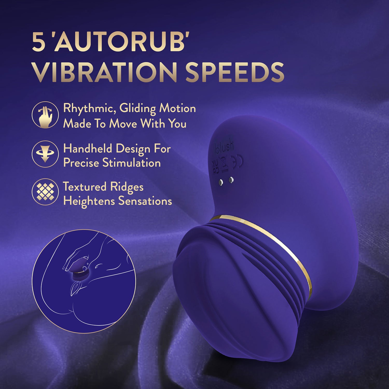 The Blush Collection Riana AutoRub™ Deep Clitoral Stimulator - Royal Indigo