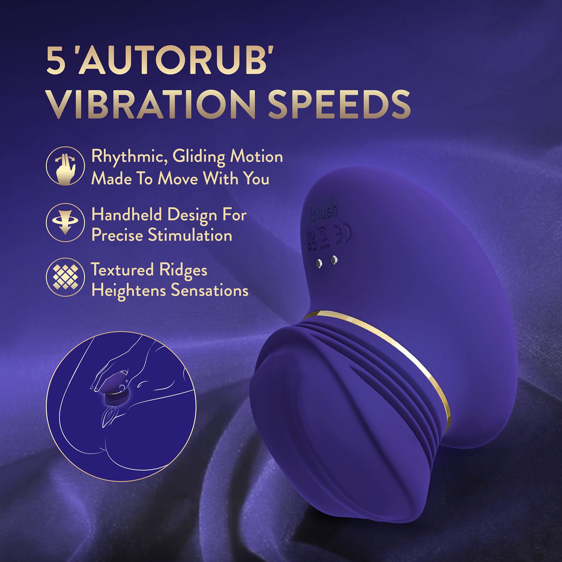 The Blush Collection Riana AutoRub™ Deep Clitoral Stimulator - Royal Indigo