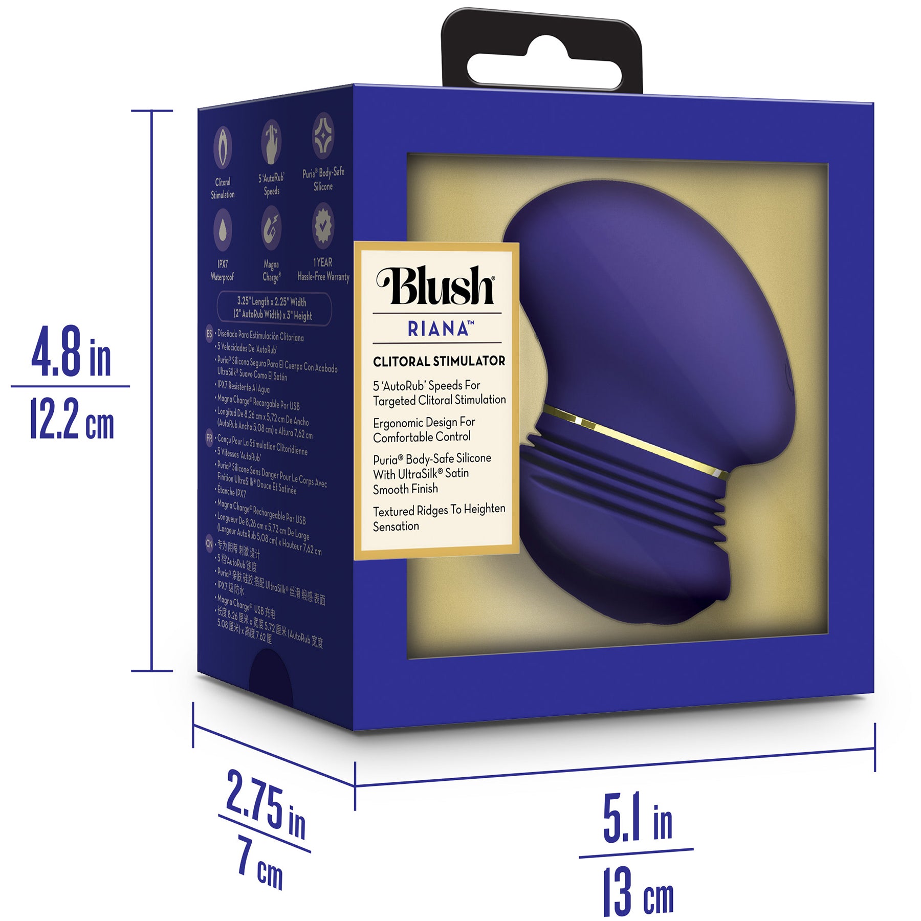 The Blush Collection Riana AutoRub™ Deep Clitoral Stimulator - Royal Indigo