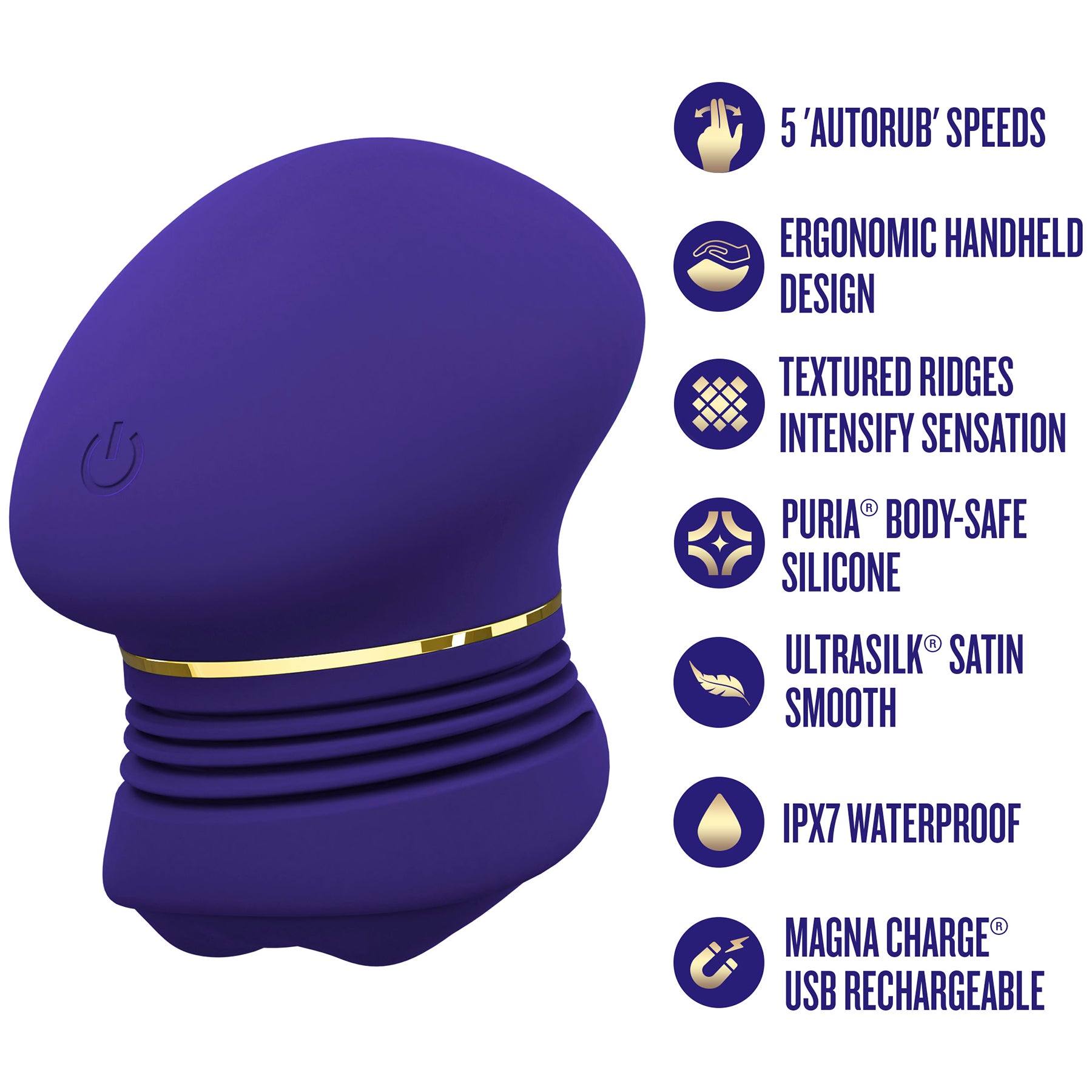 The Blush Collection Riana AutoRub™ Deep Clitoral Stimulator - Royal Indigo