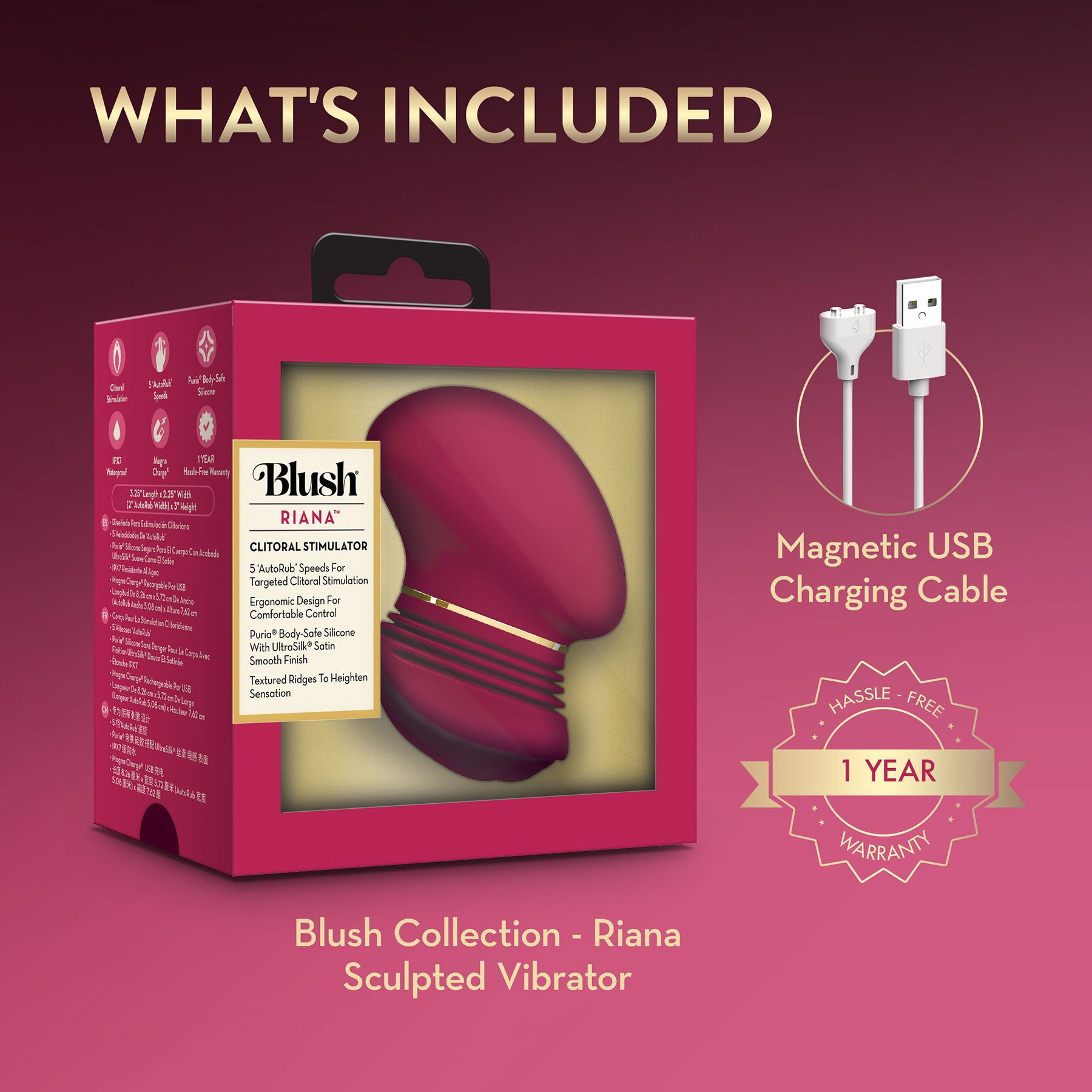 The Blush Collection Riana AutoRub™ Deep Clitoral Stimulator - Mulberry Wine