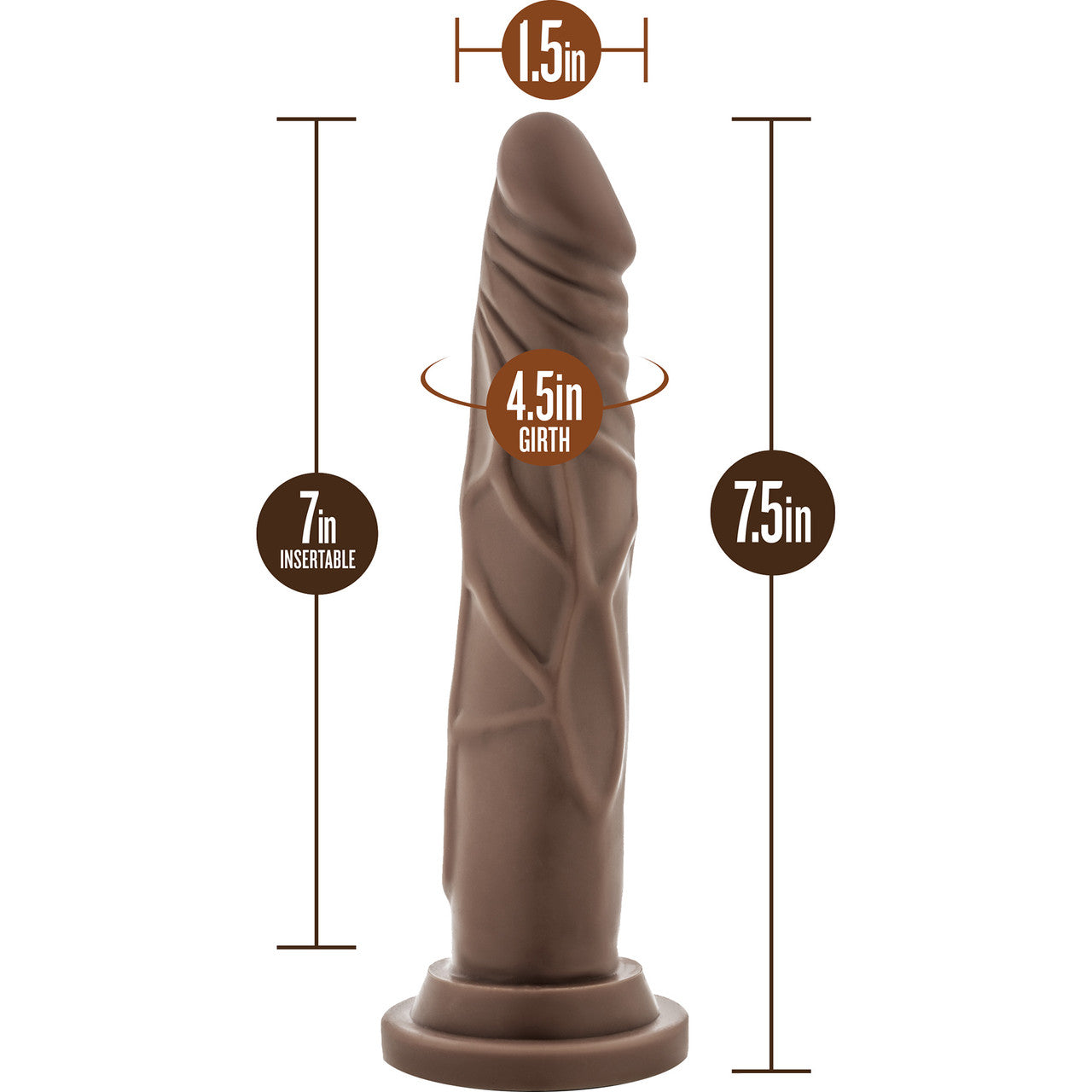 Dr. Skin Dr. Carter 7" Realistic Posable Silicone Dildo With Suction Cup By Blush - Chocolate