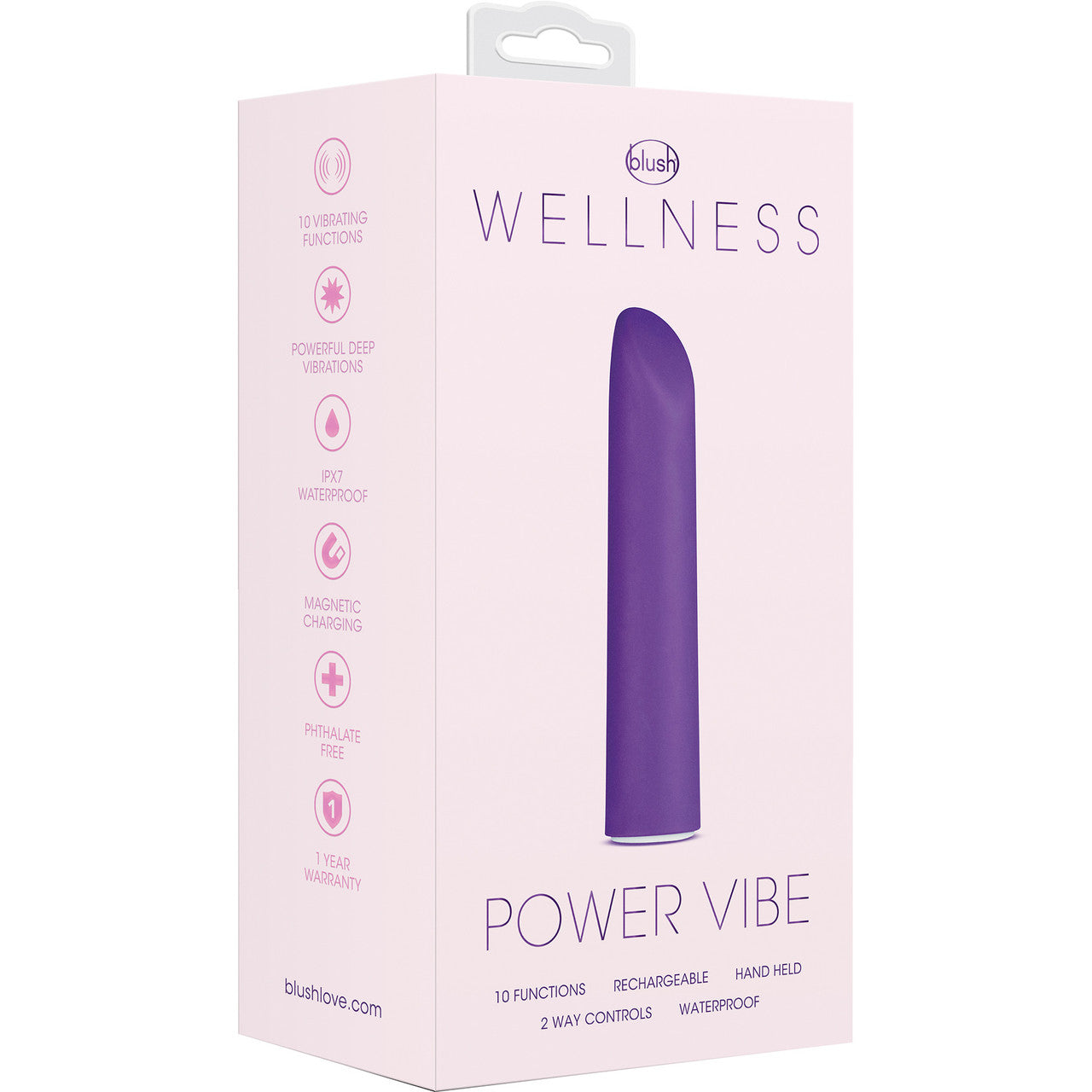 Wellness Power Vibe Rechargeable Waterproof Mini Vibrator By Blush - Purple