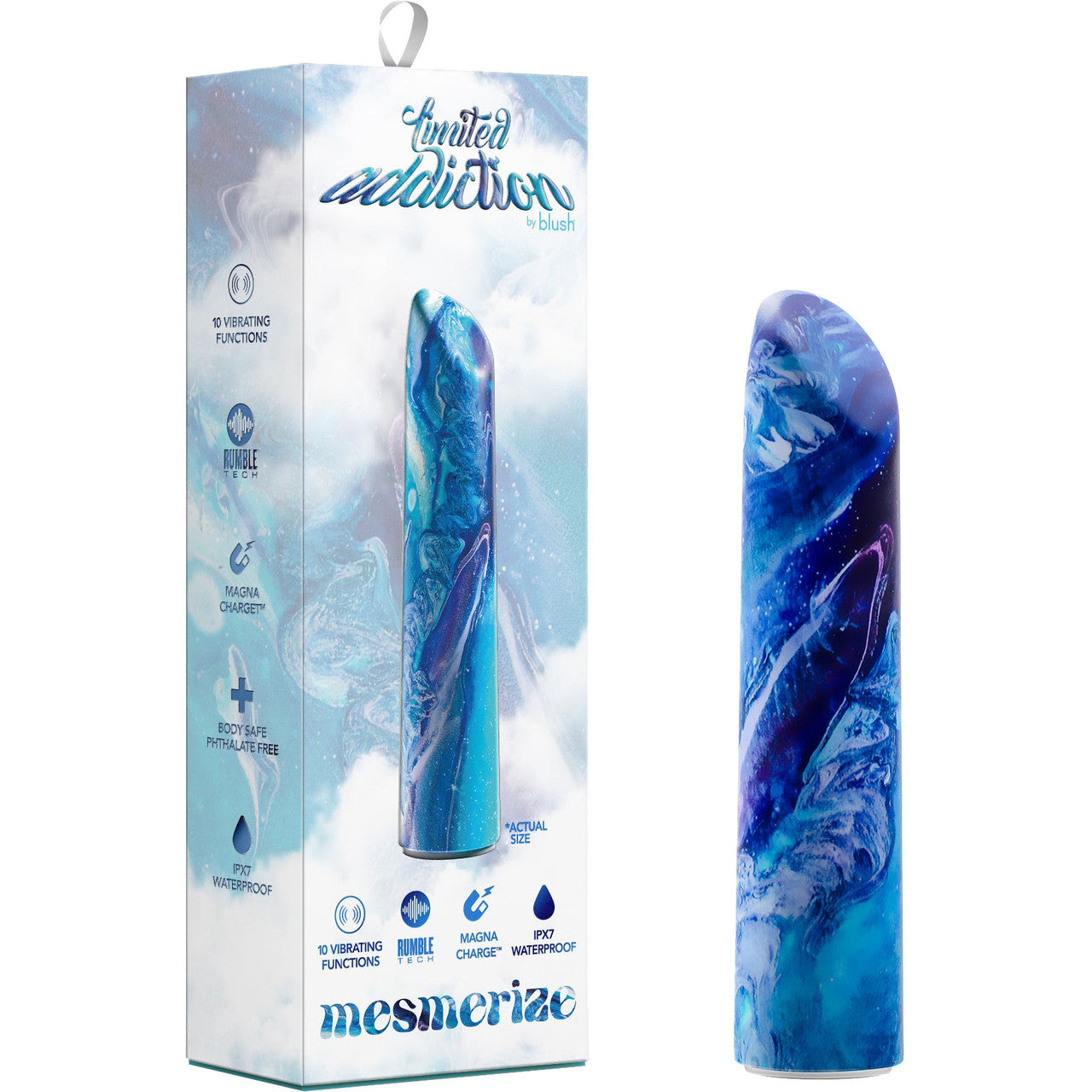 Limited Addiction Mesmerize Rechargeable Waterproof Power Vibe By Blush - Azure