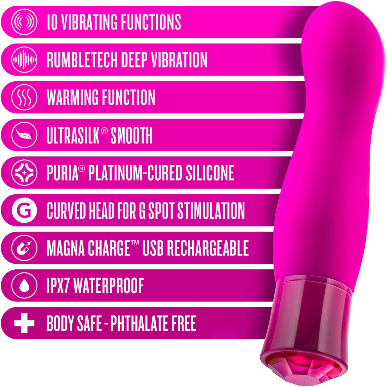 Oh My Gem Exclusive Rechargeable Waterproof Silicone Warming G-Spot Vibrator By Blush - Tourmaline