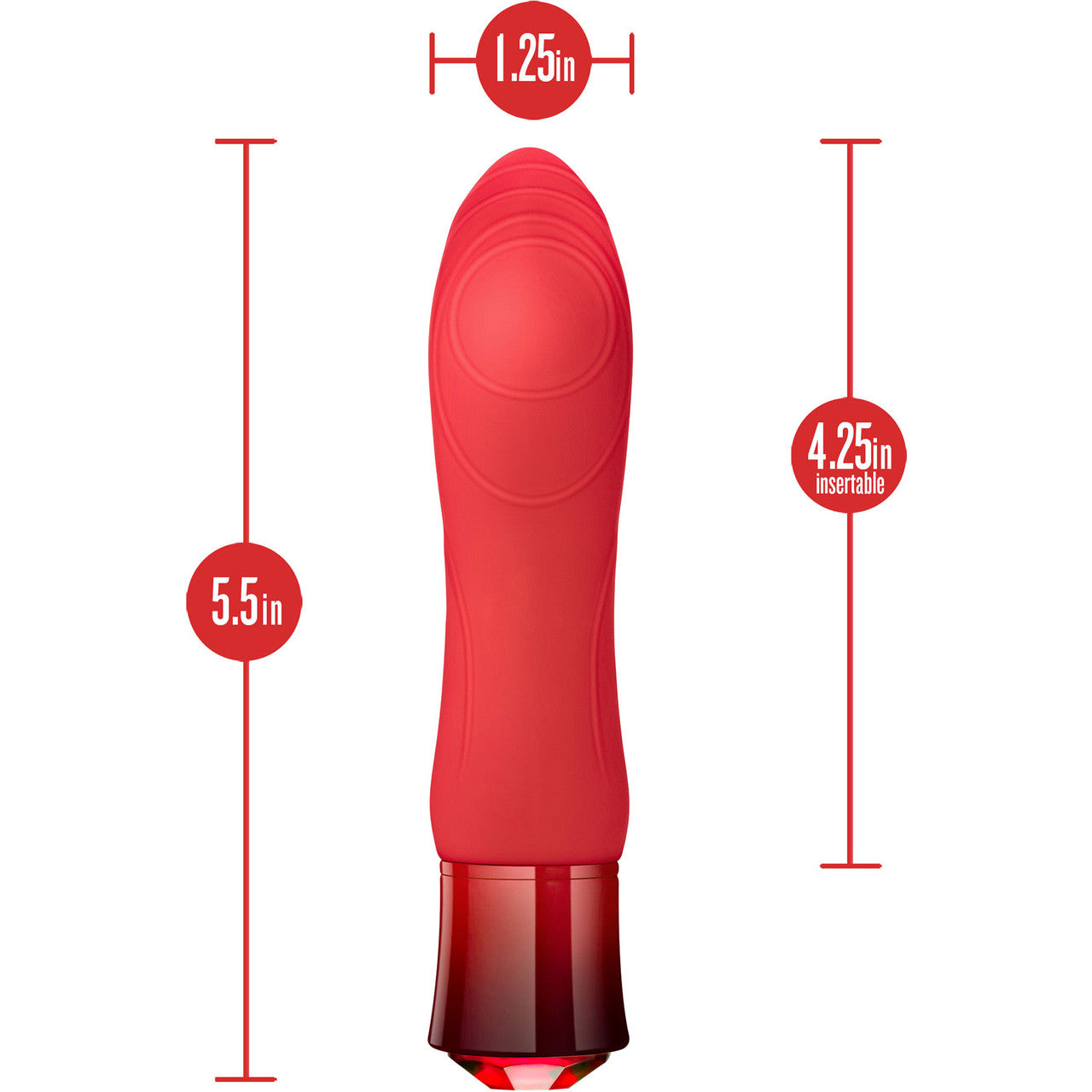 Oh My Gem Desire Rechargeable Waterproof Silicone Warming Vibrator By Blush - Ruby