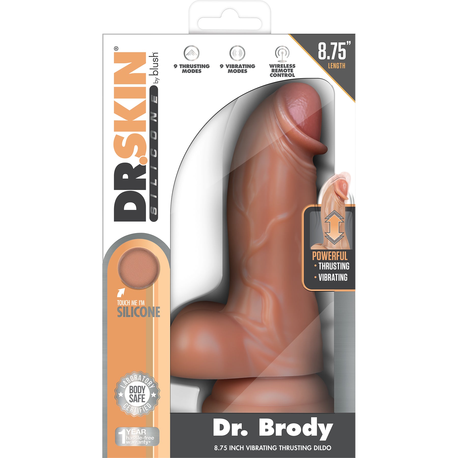 Dr. Skin Dr. Brody 8.75" Vibrating & Thrusting Realistic Silicone G-Spot Dildo With Remote