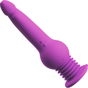 Impressions New York Gyro-Quake Rechargeable Thumping Vibrating Silicone Dildo By Blush - Purple