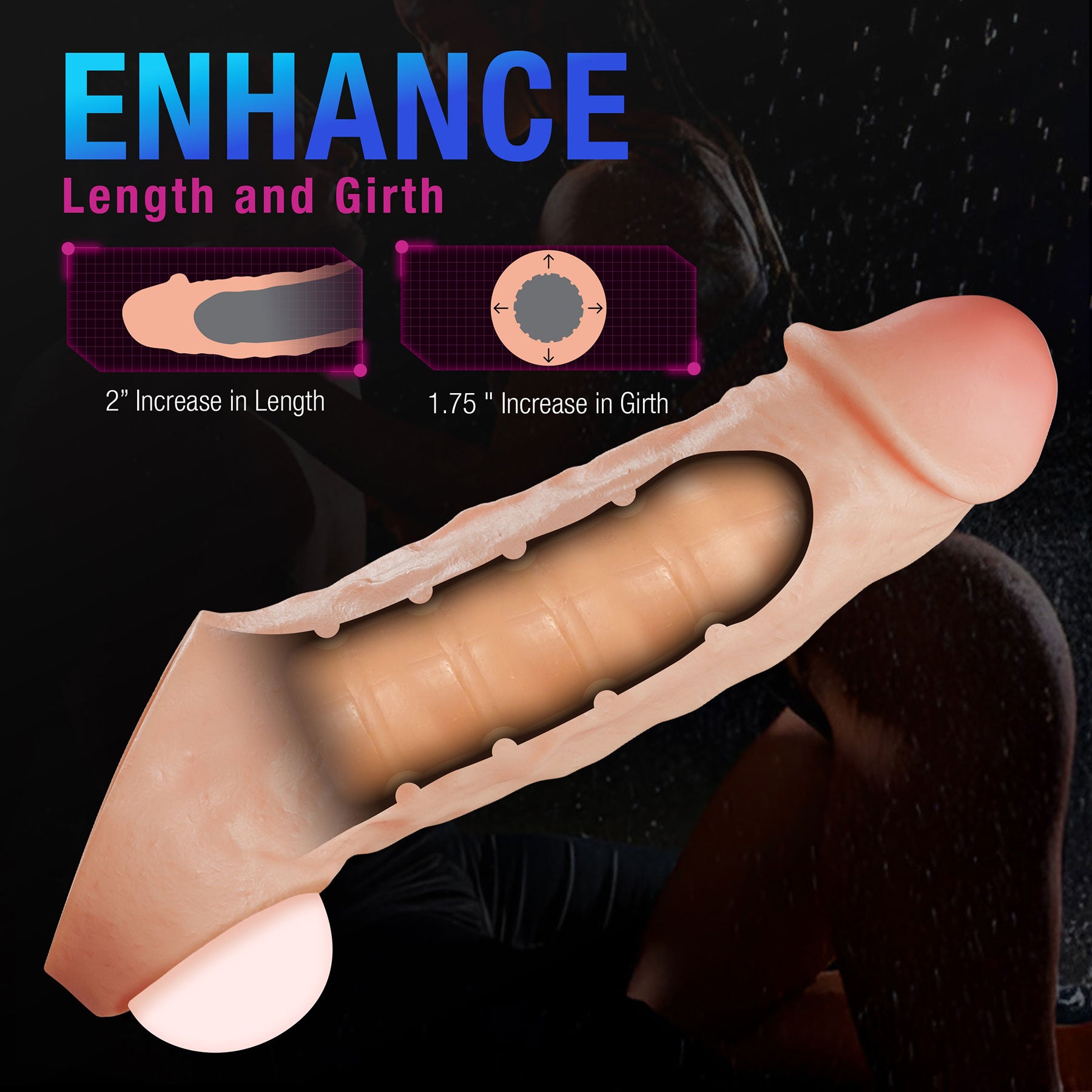 Performance Plus Silicone Realistic Penis Extender Sleeve With Ball Strap By Blush