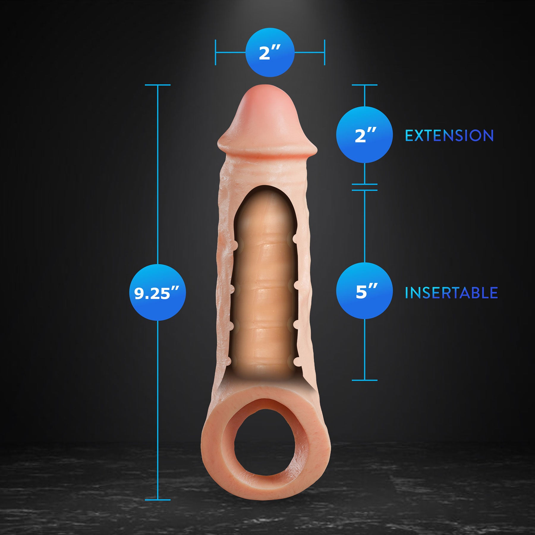 Performance Plus Silicone Realistic Penis Extender Sleeve With Ball Strap By Blush