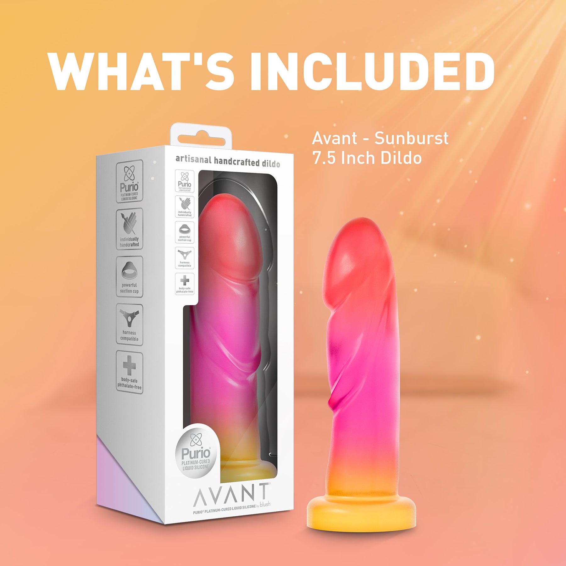Avant Sunburst 7.5" Handcrafted Artisan Silicone Dildo