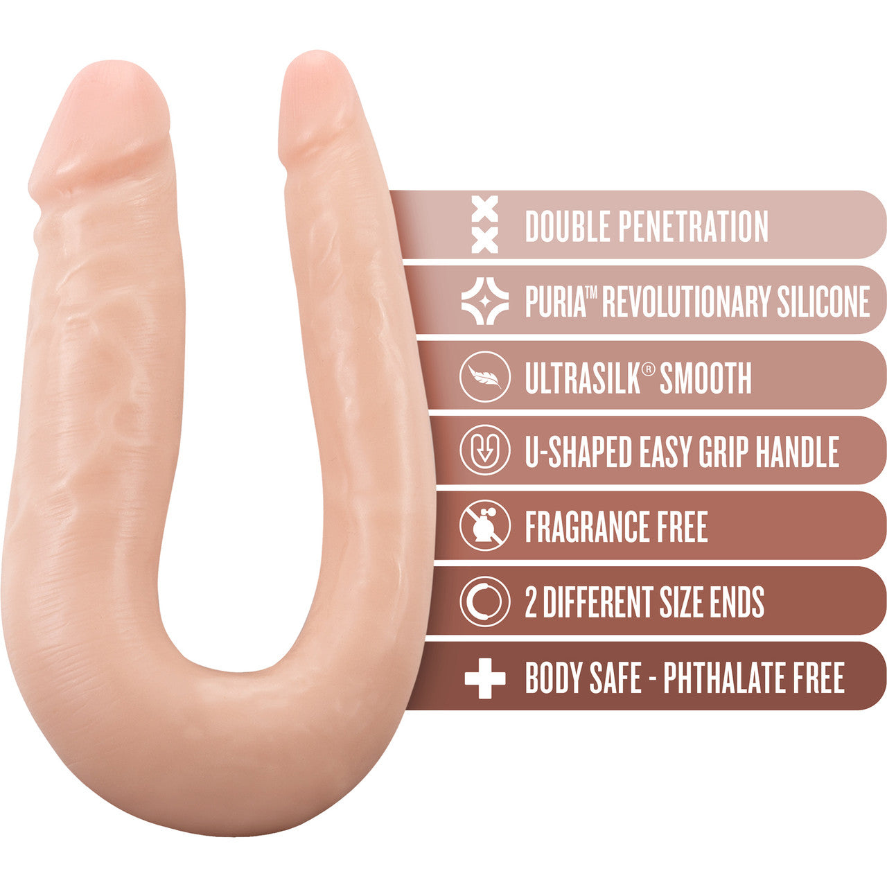 Dr. Skin Dr. Double 12.5" Realistic Silicone Mini Double Dildo By Blush - Vanilla