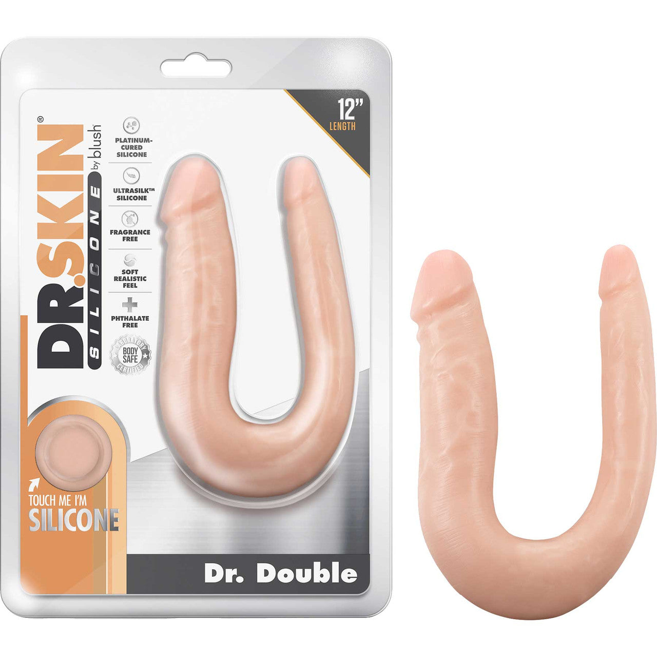 Dr. Skin Dr. Double 12.5" Realistic Silicone Mini Double Dildo By Blush - Vanilla