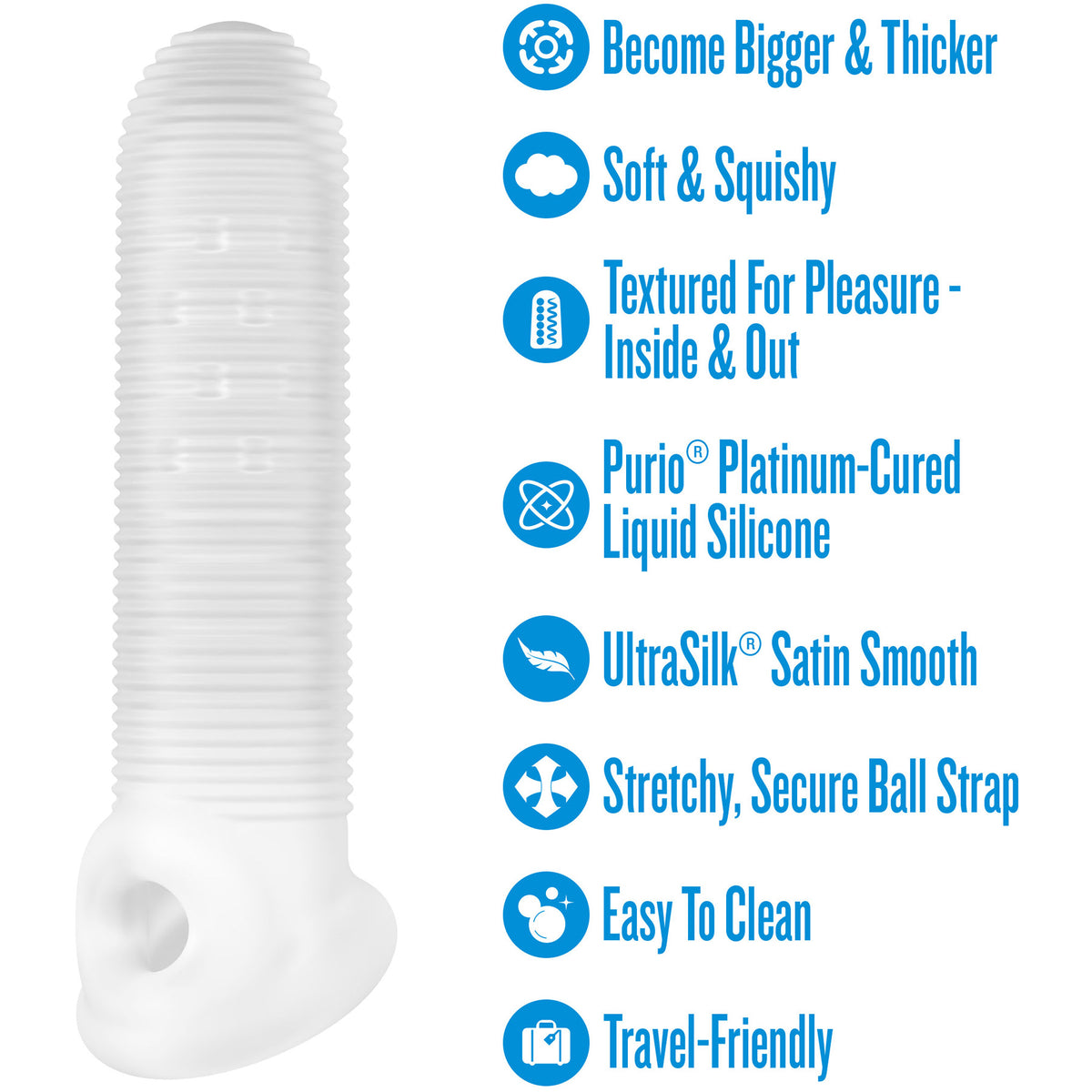 Performance Plus Silicone Penis Sleeve With Ball Strap By Blush