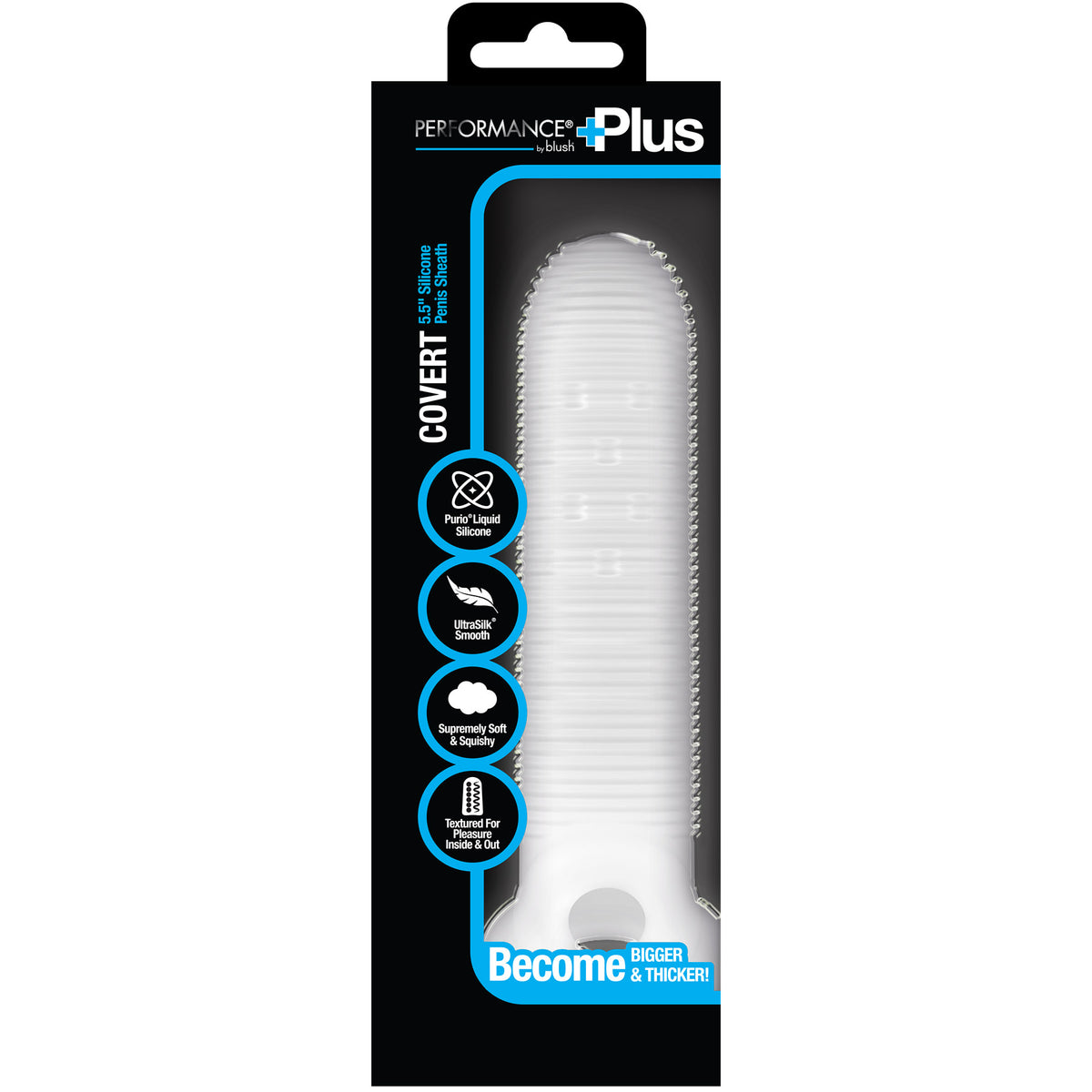 Performance Plus Silicone Penis Sleeve With Ball Strap By Blush - Covert
