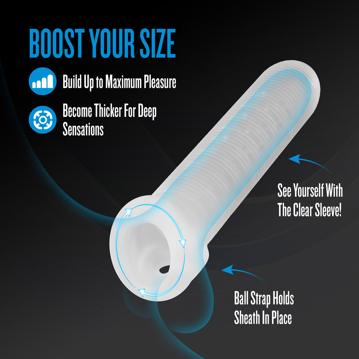 Performance Plus Silicone Penis Sleeve With Ball Strap By Blush