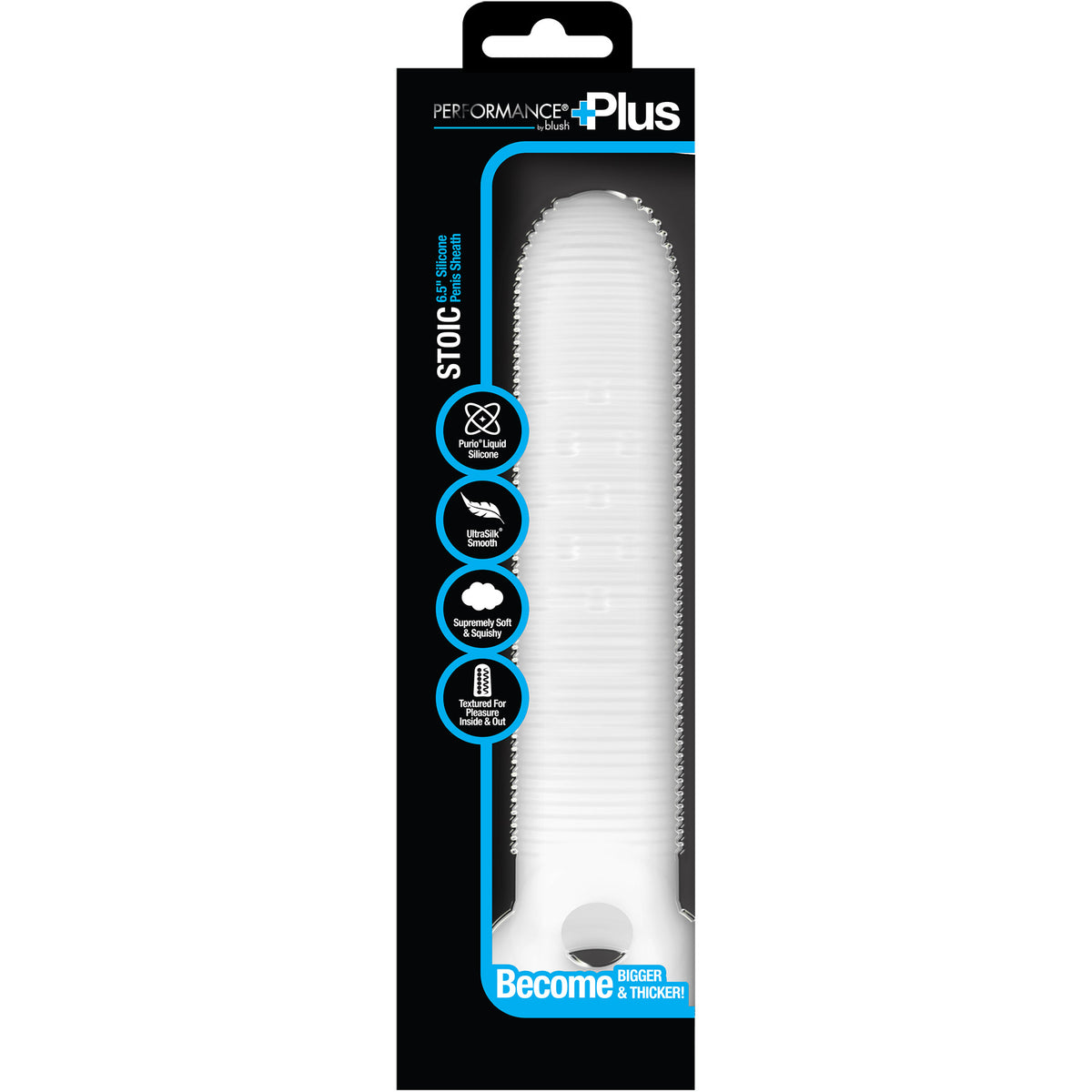 Performance Plus Silicone Penis Sleeve With Ball Strap By Blush - Stoic