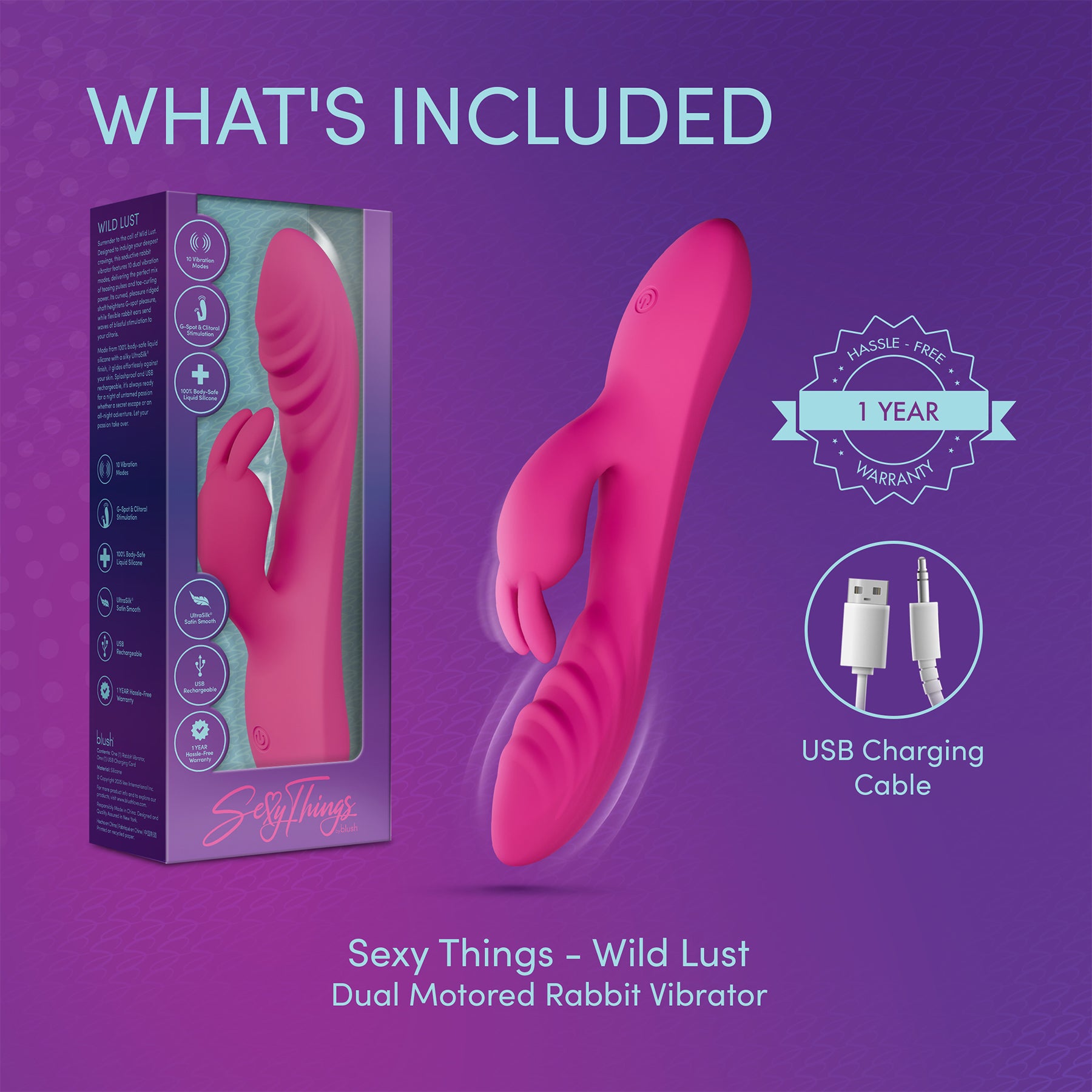 Sexy Things Wild Lust Rechargeable Silicone Rabbit Vibrator Sexy Things Wild Lust Rechargeable Silicone Rabbit Vibrator