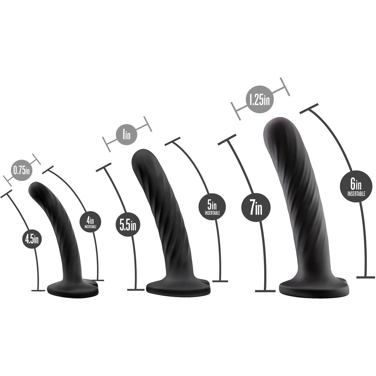 Temptasia Twist Kit - Set of Three Dildos - Black