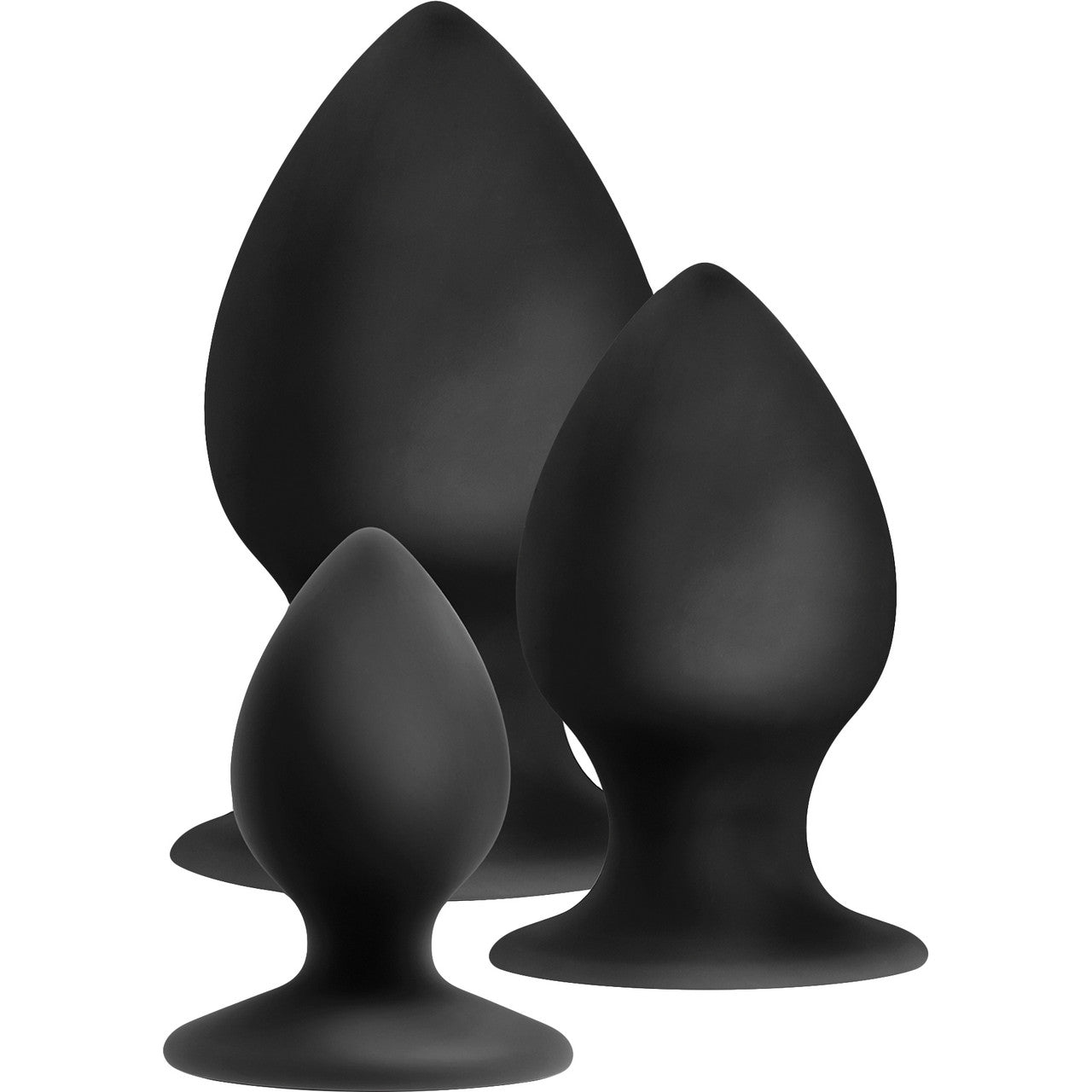 Anal Adventures Platinum Silicone Anal Stout 3 Piece Butt Plug Kit By Blush - Black