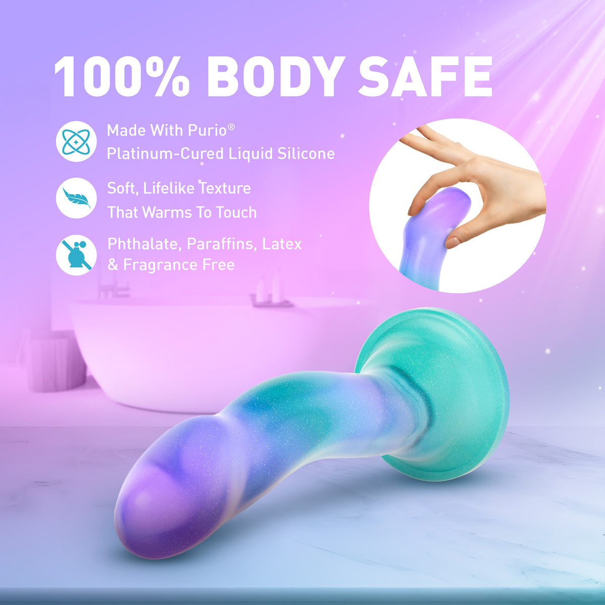 Avant Aurora Blue & Purple Silicone G-Spot Dildo With Suction Cup Base By Blush