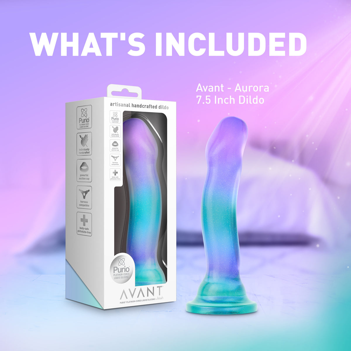 Avant Aurora Blue & Purple Silicone G-Spot Dildo With Suction Cup Base By Blush