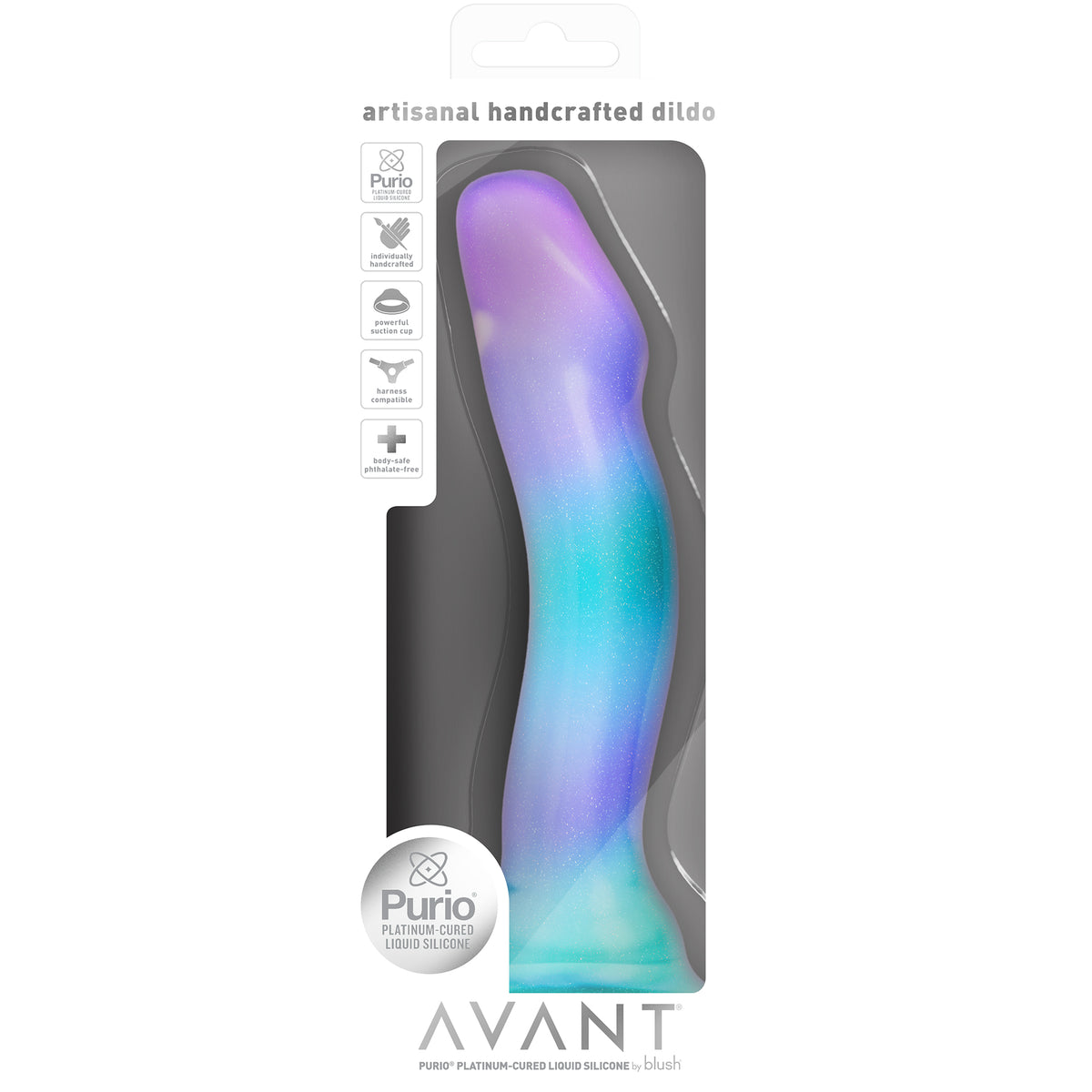 Avant Aurora Blue & Purple Silicone G-Spot Dildo With Suction Cup Base By Blush
