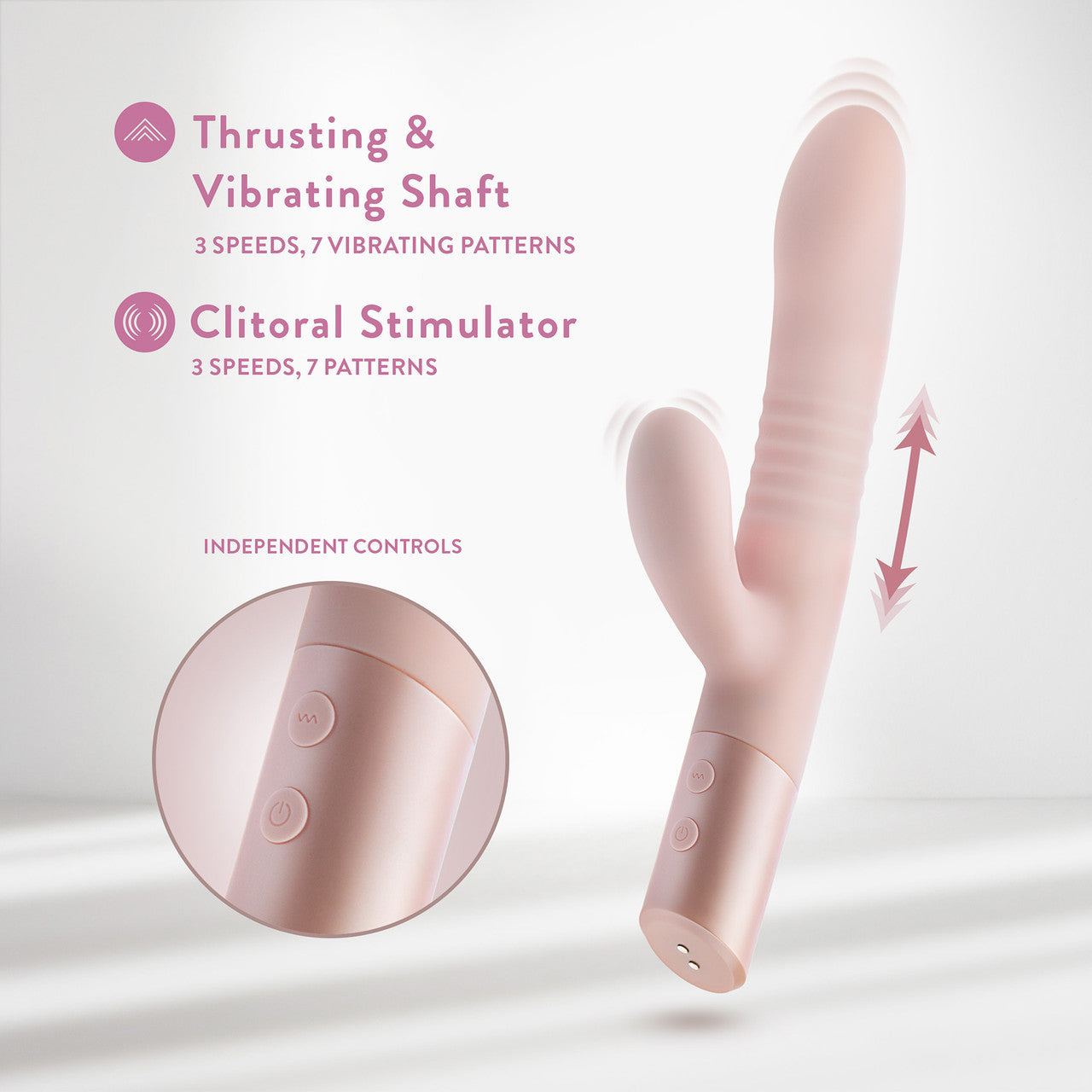 Fraya Rechargeable Silicone Thrusting Dual Stimulation Vibrator By Blush - Pink