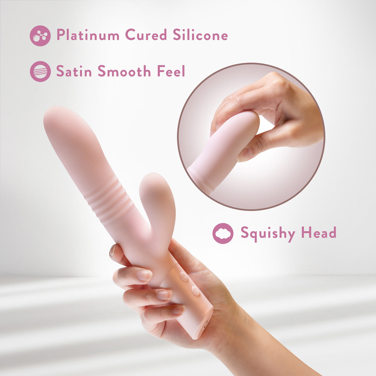 Fraya Rechargeable Silicone Thrusting Dual Stimulation Vibrator By Blush - Pink