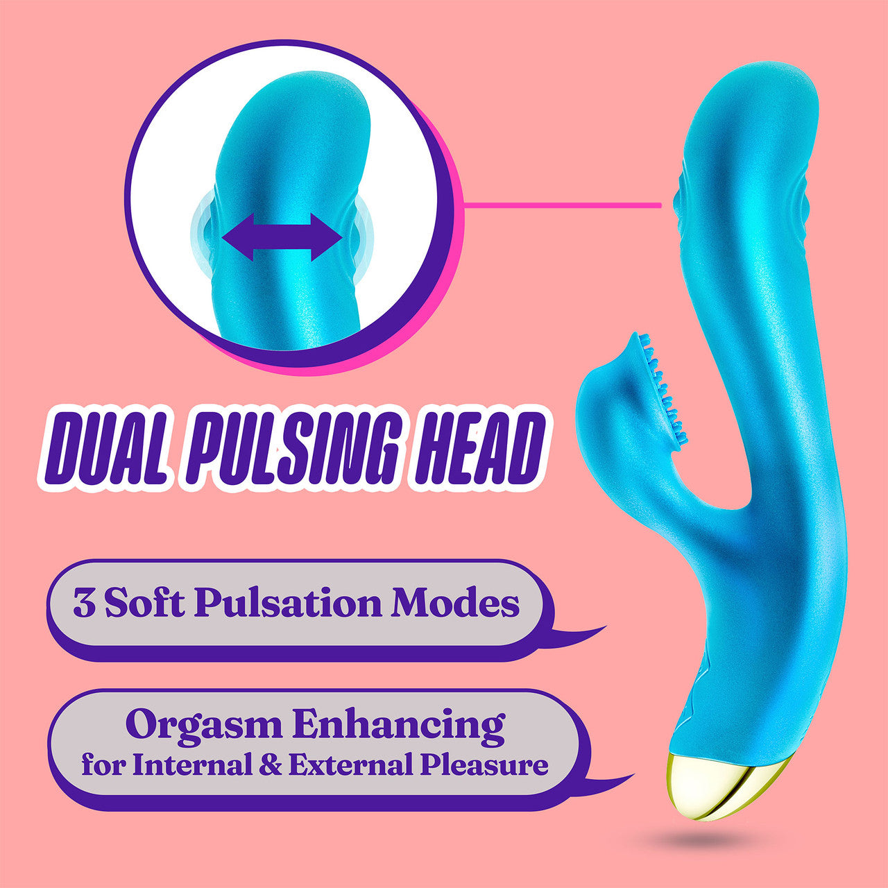 Aria Arousing AF Silicone Waterproof Dual Stimulation Vibrator By Blush - Blue