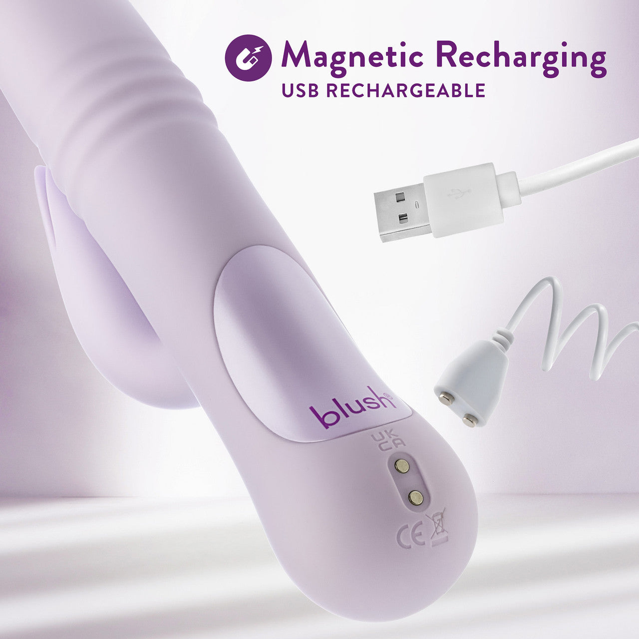 Rylee Rechargeable Waterproof Silicone Thrusting Rabbit Vibrator By Blush - Lavender