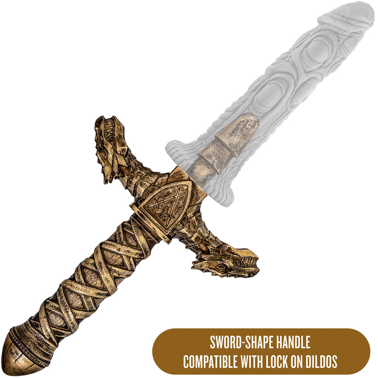 The Realm Drago Lock On Dragon Sword Dildo Handle - Bronze