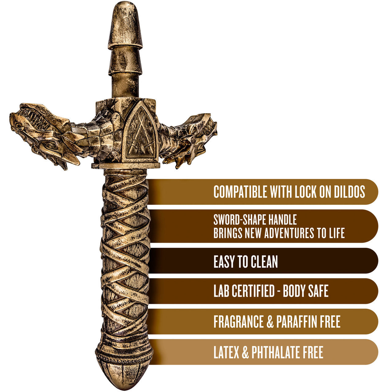 The Realm Drago Lock On Dragon Sword Dildo Handle - Bronze