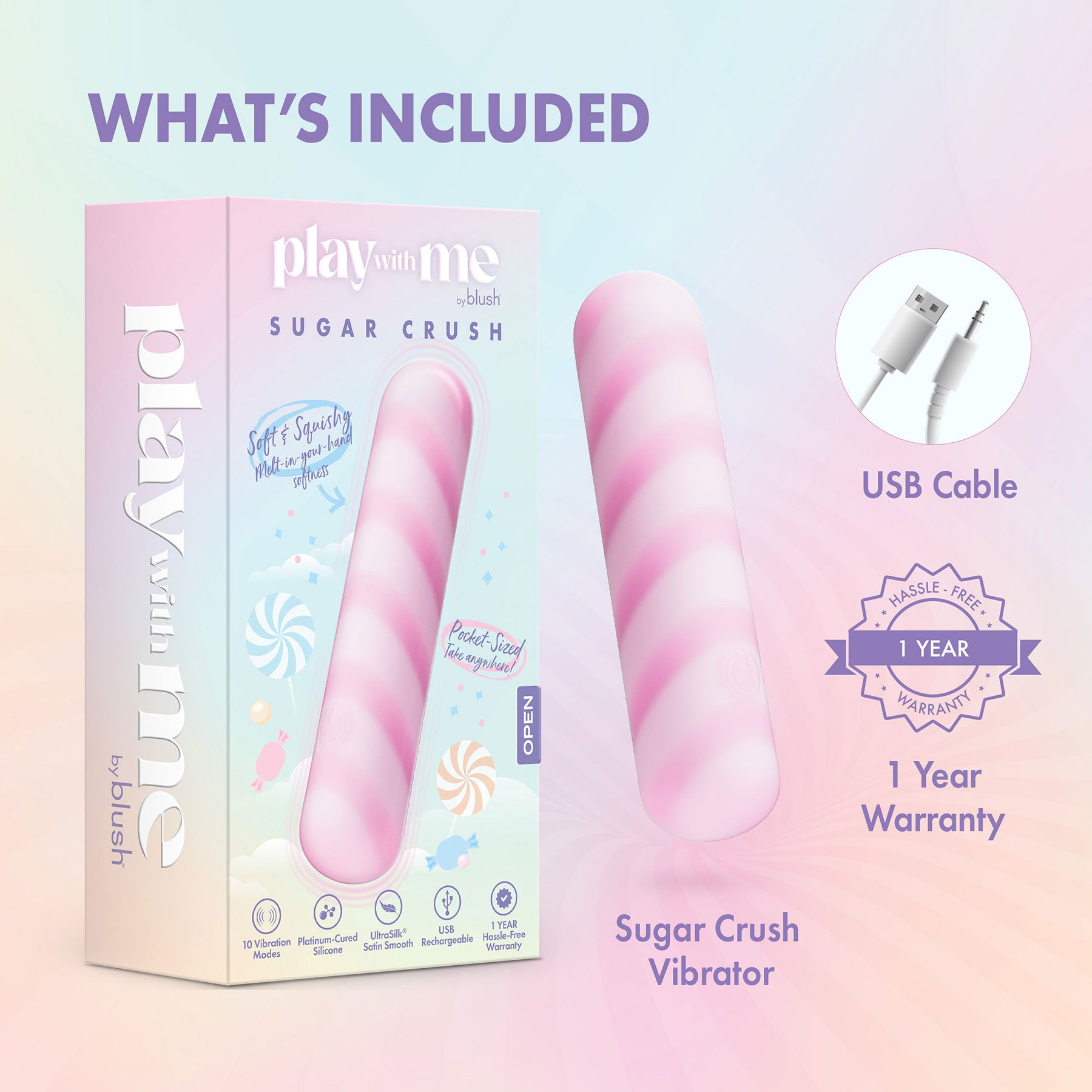 Play With Me Sugar Crush Rechargeable Silicone Bullet Vibrator By Blush