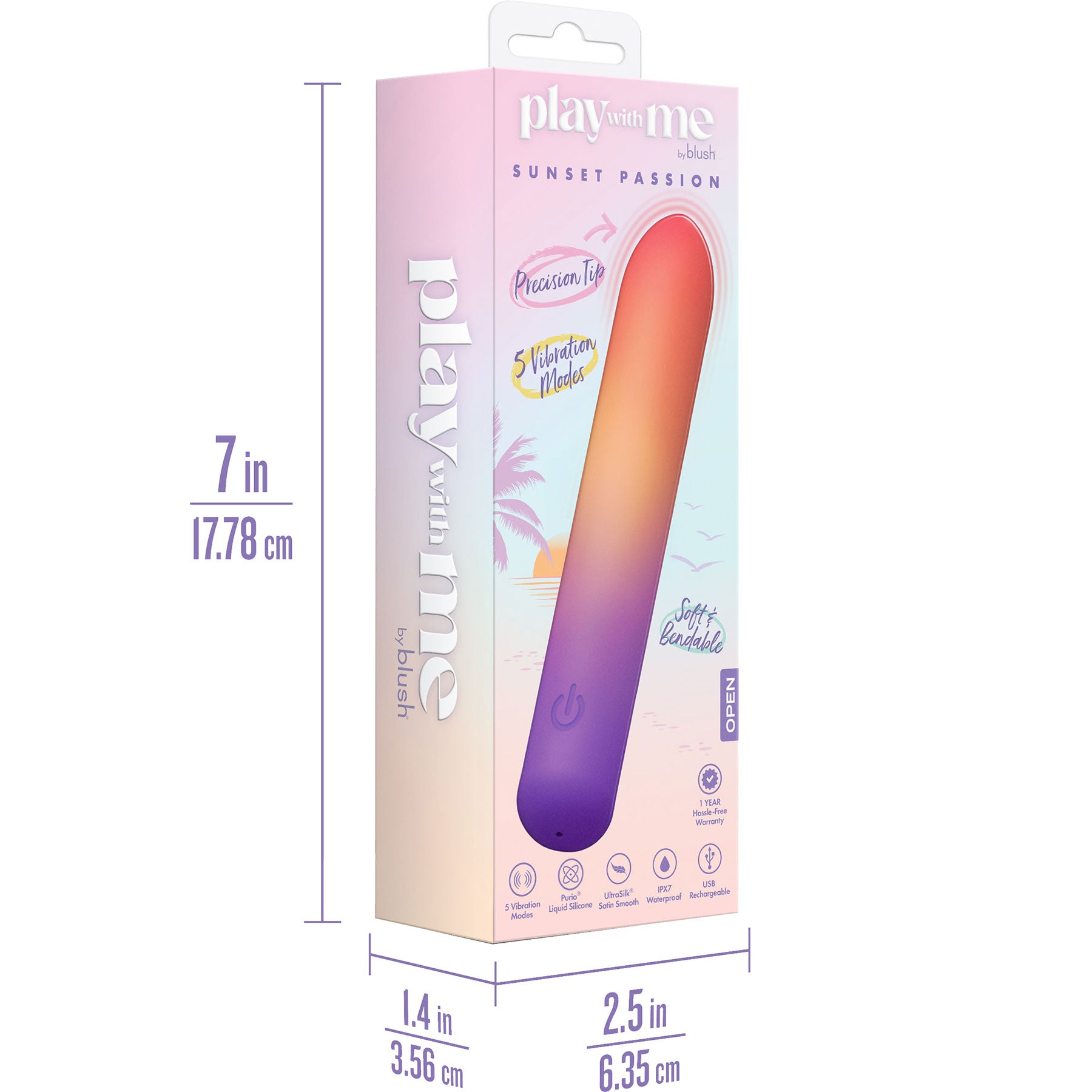 Play With Me Sunset Passion Rechargeable Silicone Bullet Vibrator By Blush