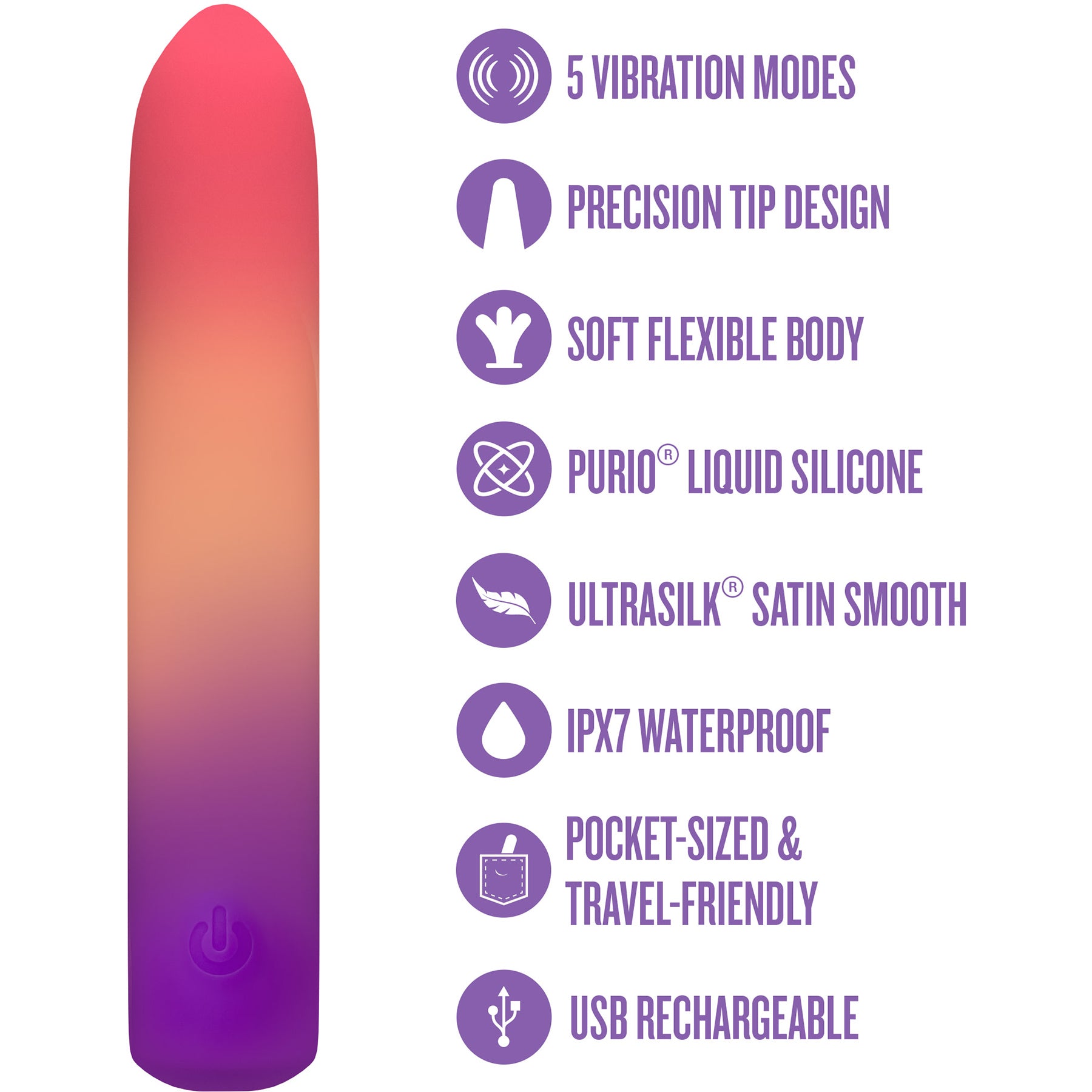 Play With Me Sunset Passion Rechargeable Silicone Bullet Vibrator By Blush